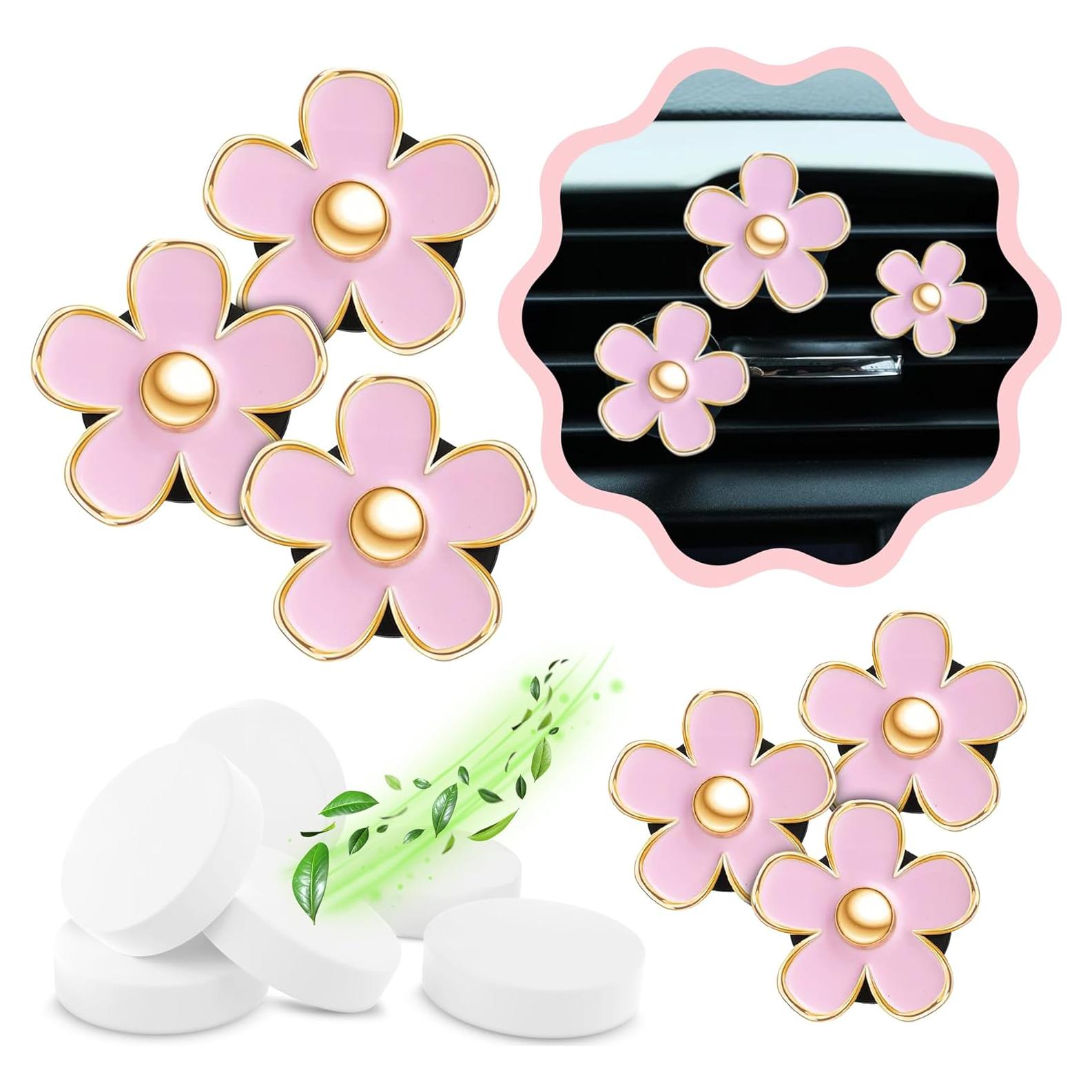 6 Clips Ambientadores de Coche Flor Margarita Zadin Rosa