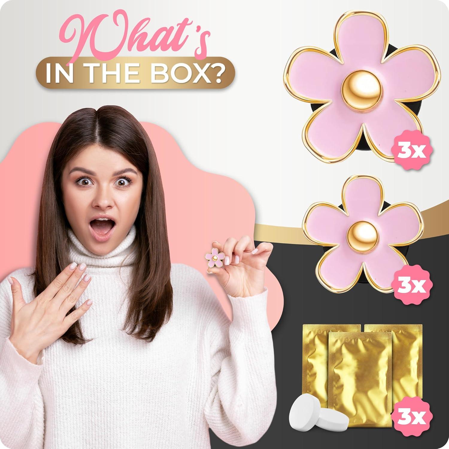 6 Clips Ambientadores de Coche Flor Margarita Zadin Rosa