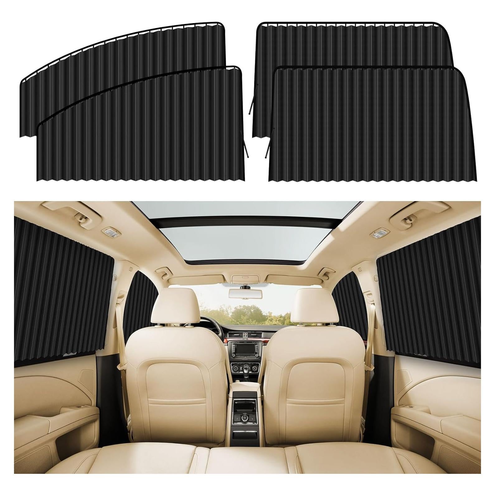 Cortinas Sombra de Ventana Lateral ZATOOTO 4 Pcs Negro