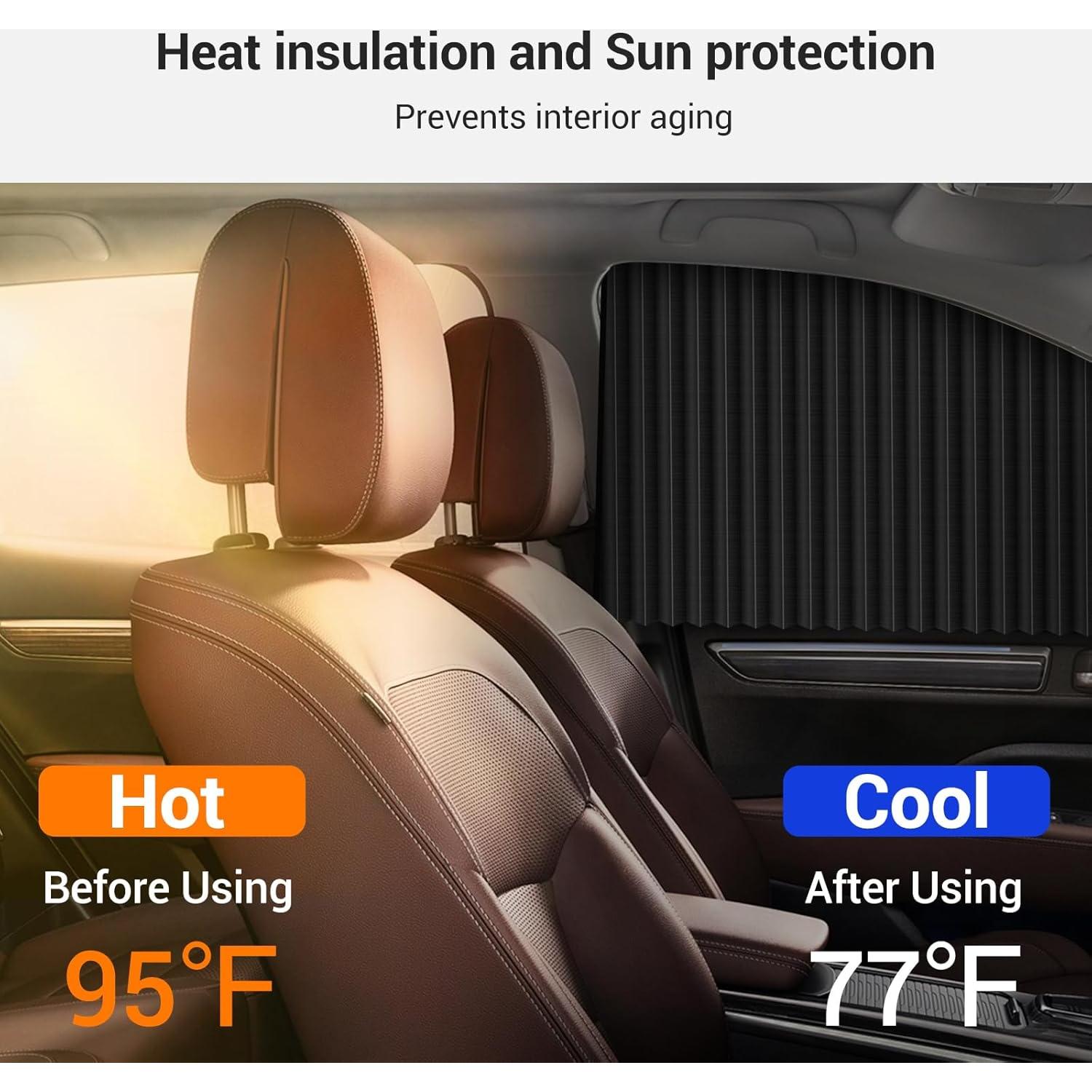 Cortinas Sombra de Ventana Lateral ZATOOTO 4 Pcs Negro