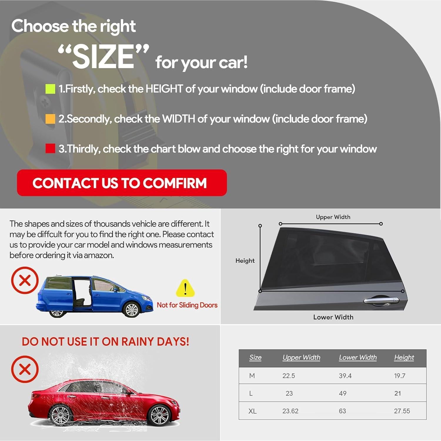 Sombrillas para Ventanas de Auto AUGOLA - Paquete de 2, Grande