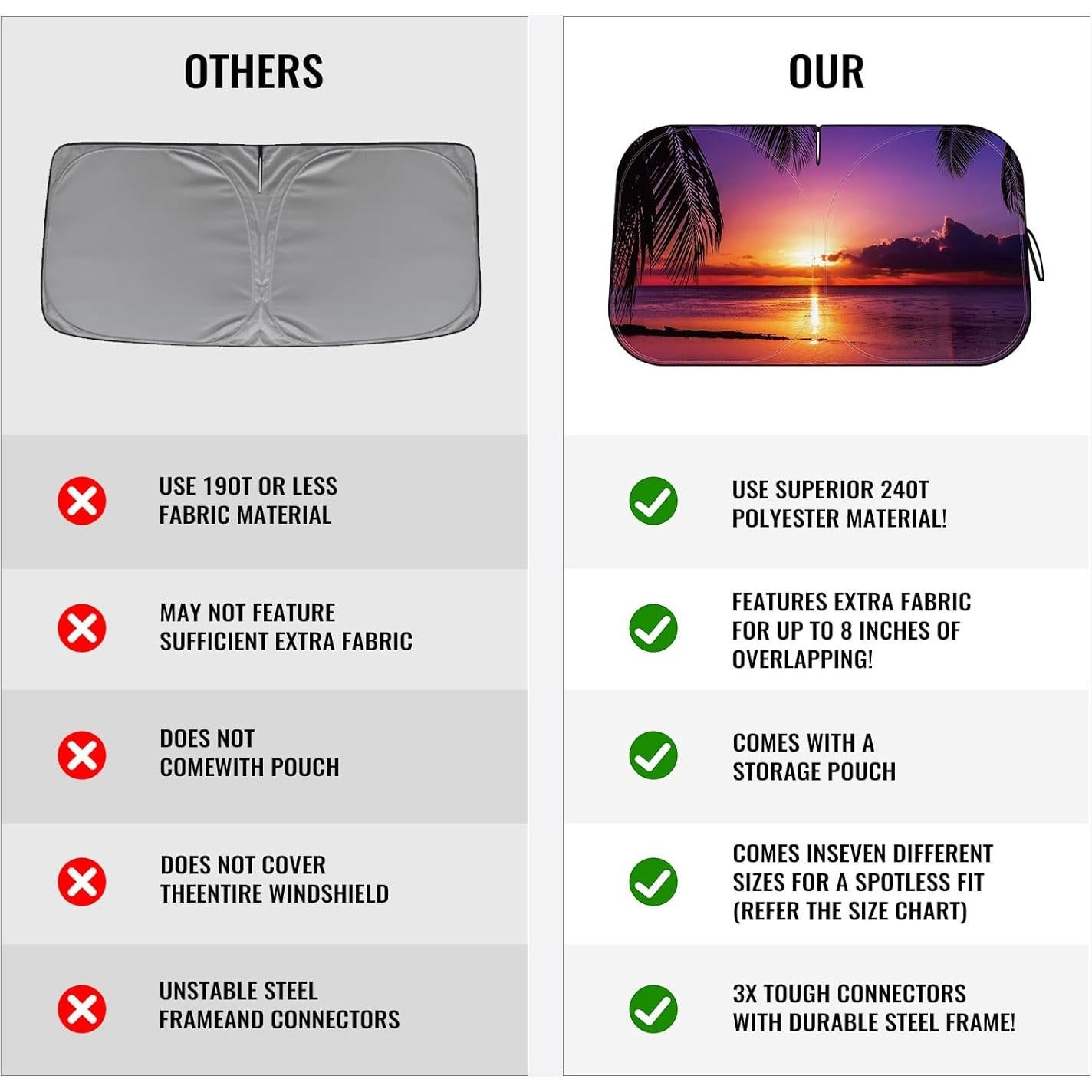 Protector Solar Parabrisas Coche LEVOTIYER 64" x 32" Púrpura