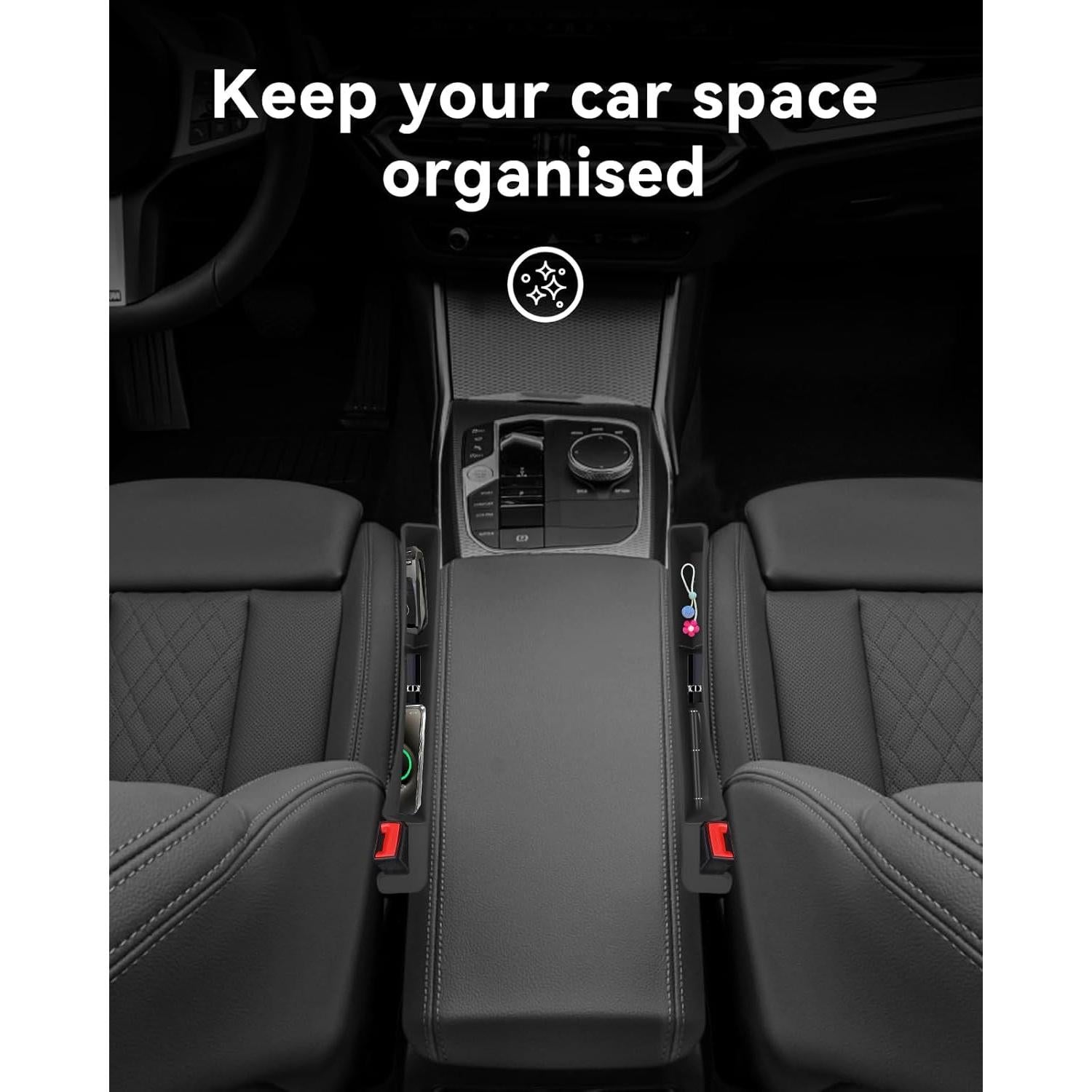 Organizador de Espacio entre Asientos Edotim 2PCS Negro TPE