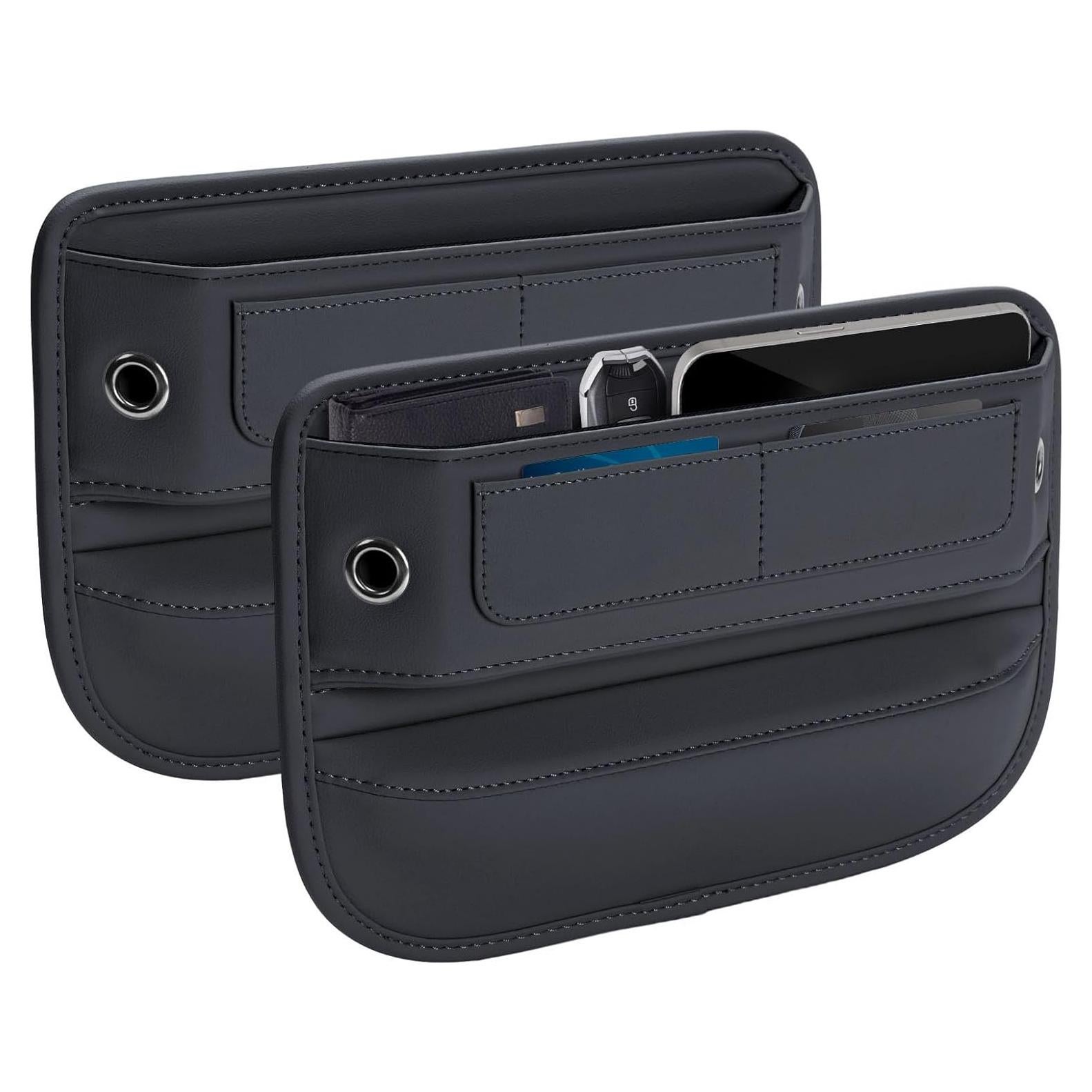 Organizador de Espacio entre Asientos Owntow de Cuero Negro - 2 Piezas