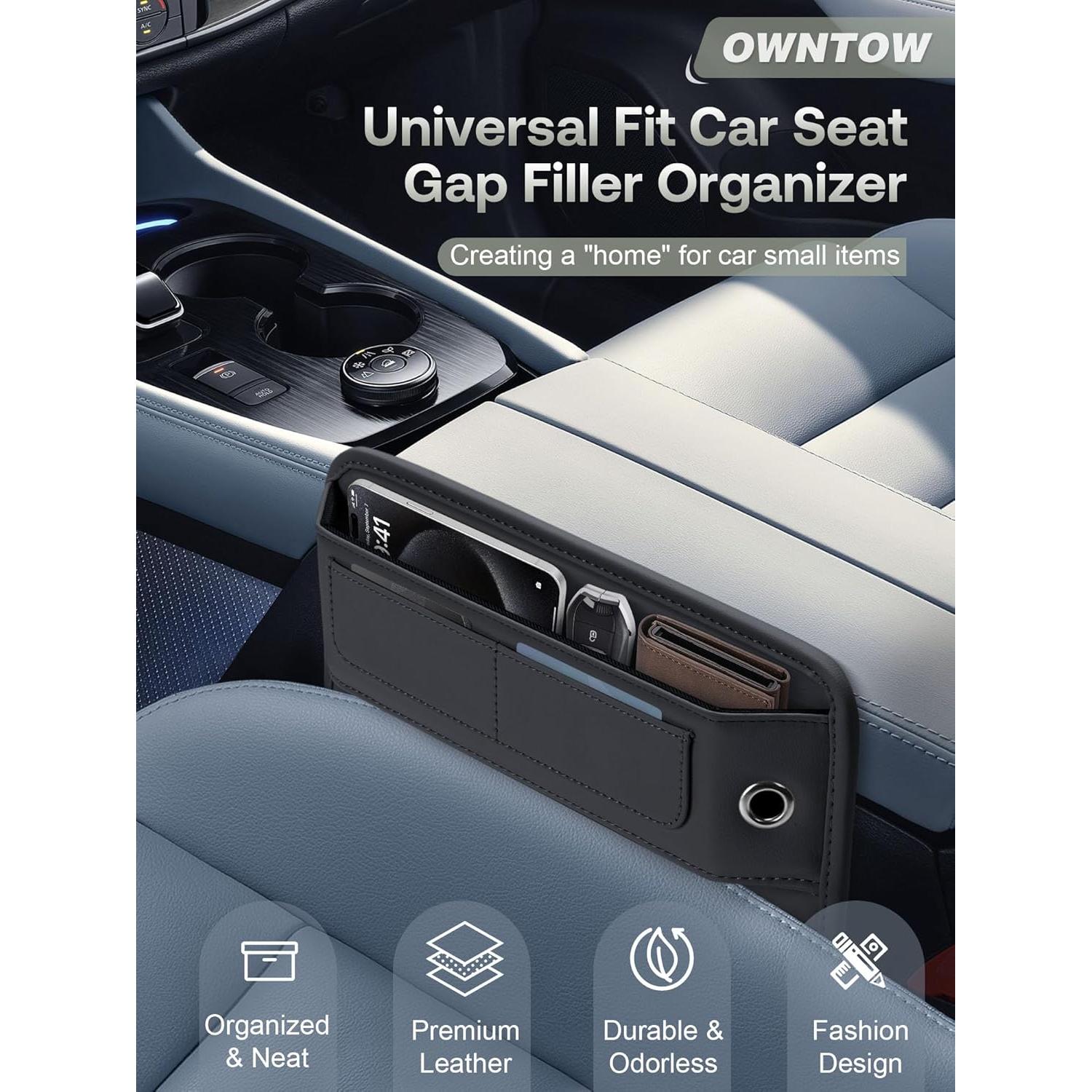 Organizador de Espacio entre Asientos Owntow de Cuero Negro - 2 Piezas