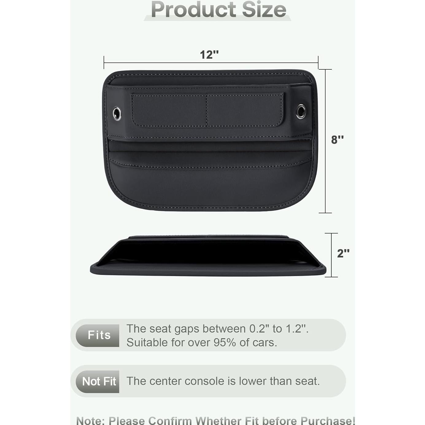 Organizador de Espacio entre Asientos Owntow de Cuero Negro - 2 Piezas