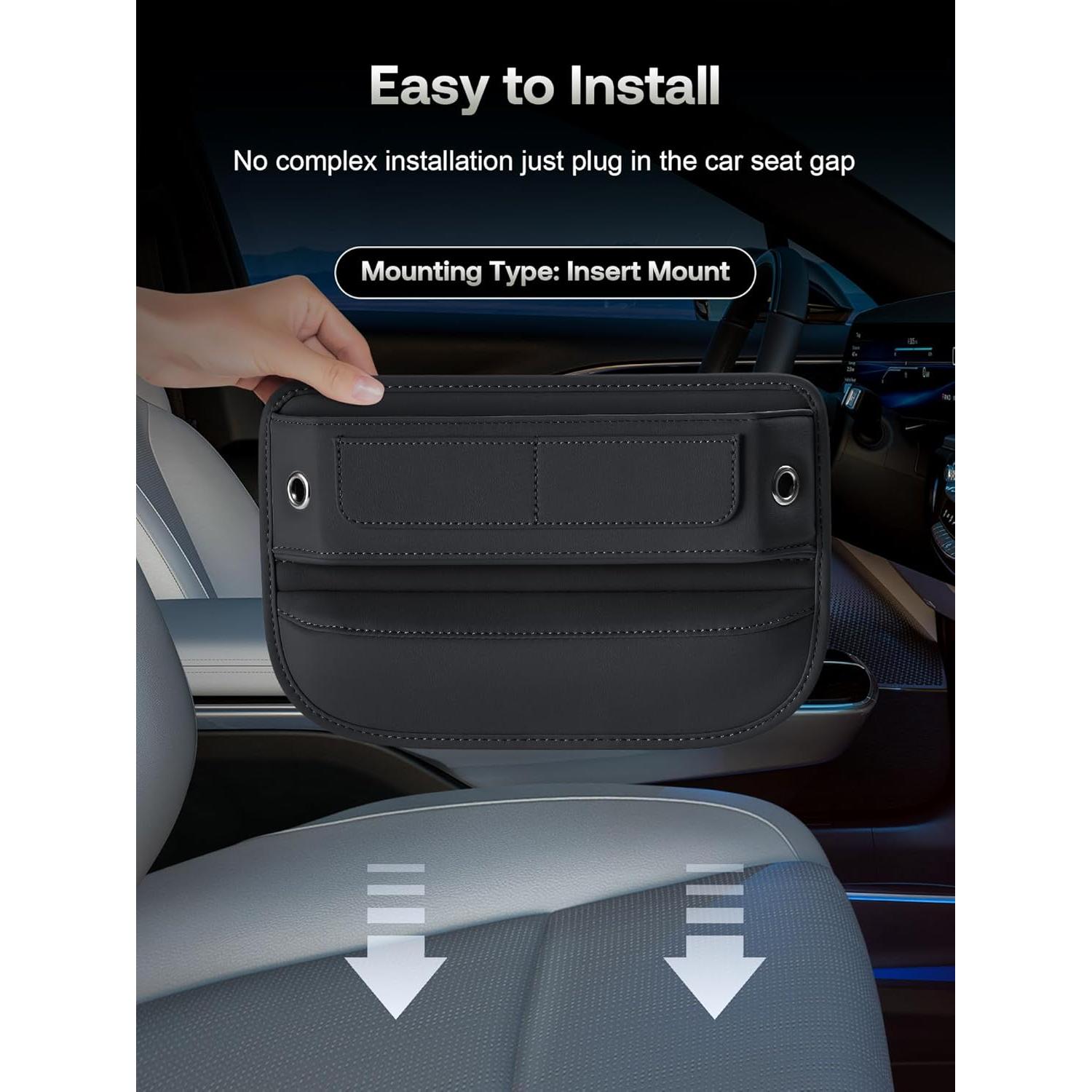 Organizador de Espacio entre Asientos Owntow de Cuero Negro - 2 Piezas