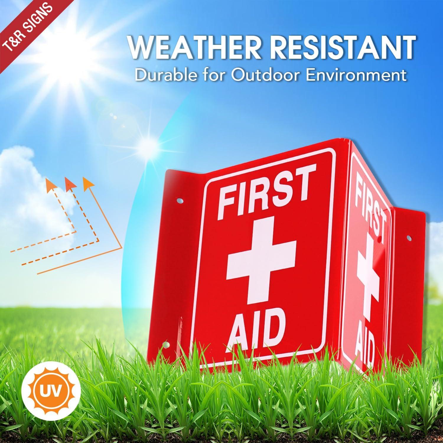 Señal de Primeros Auxilios T&R - 4 Piezas Acrílico 20.32x15.24cm