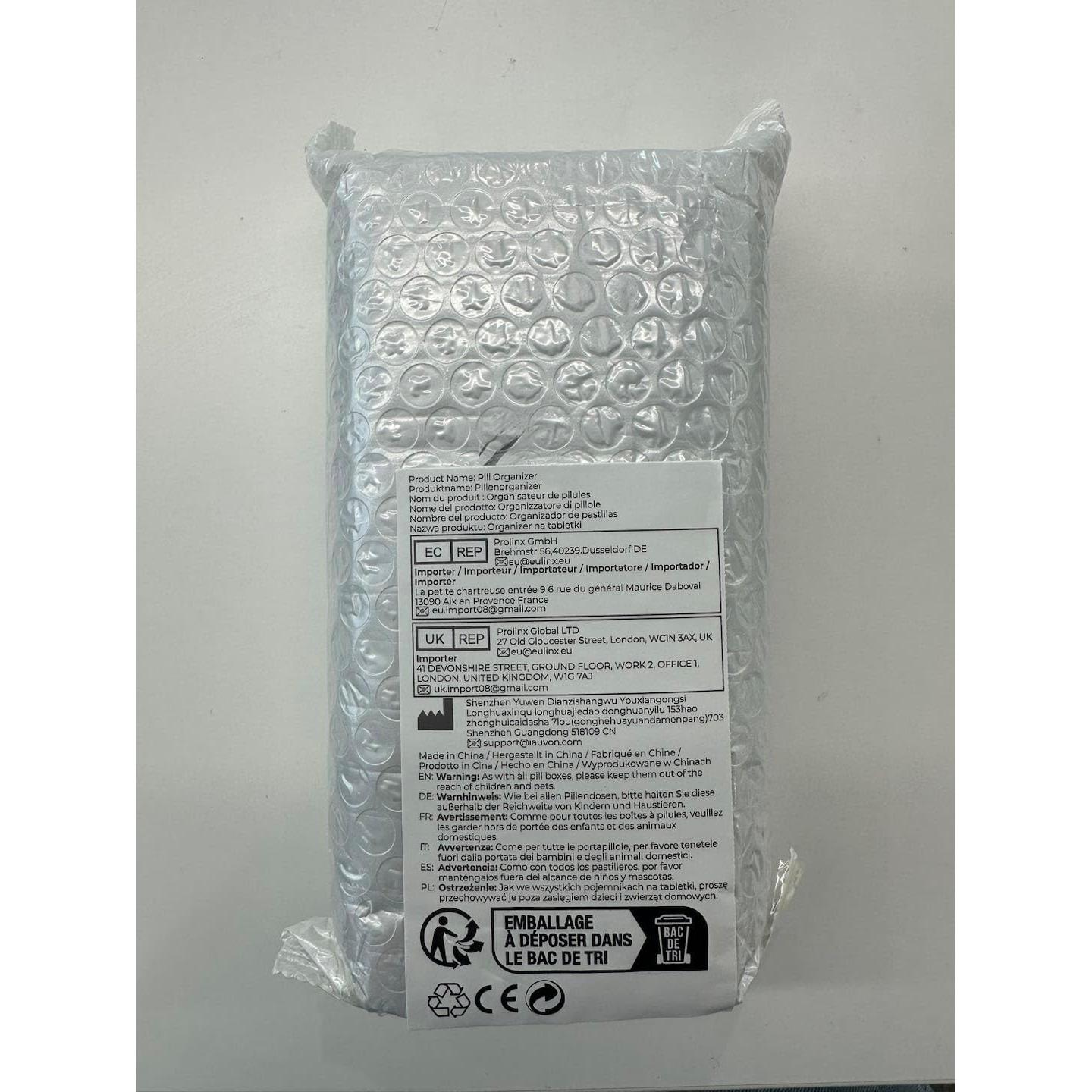 Organizador de Pastillas AUVON XL Semanal Negro 2 Veces al Día