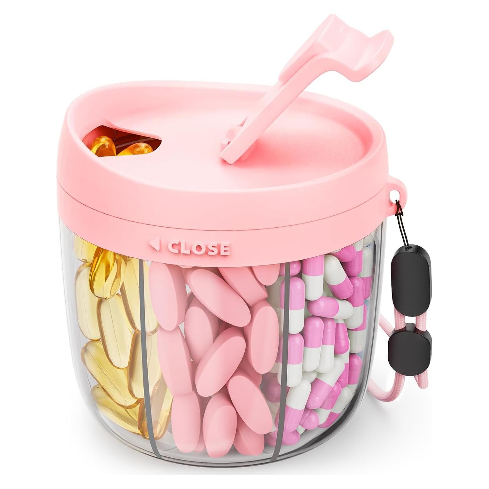 Dispensador de Pastillas AMOOS Rosa con 7 Compartimentos