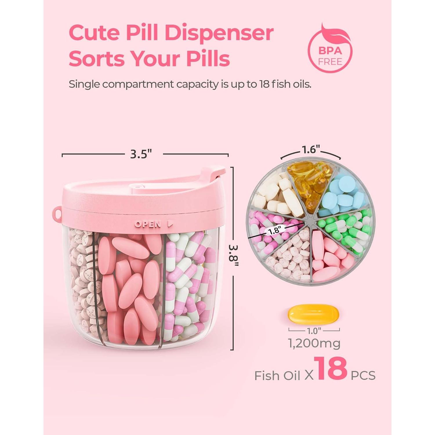 Dispensador de Pastillas AMOOS Rosa con 7 Compartimentos