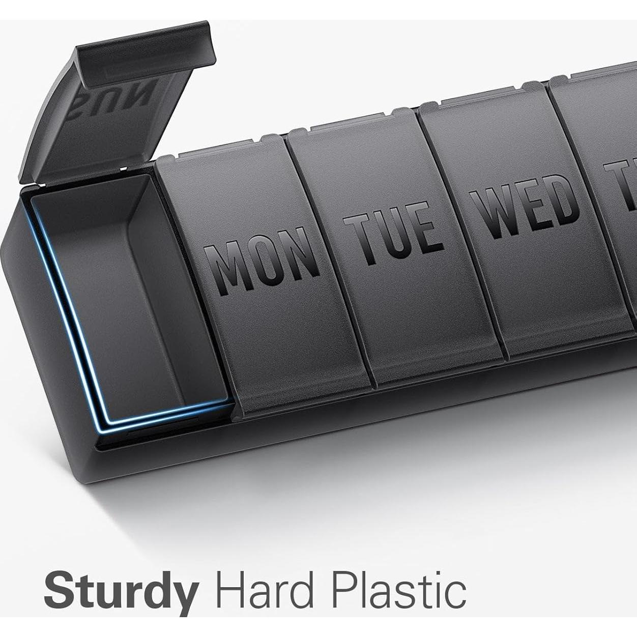 Organizador de Pastillas Barhon Grande 7 Días Negro BPA Libre