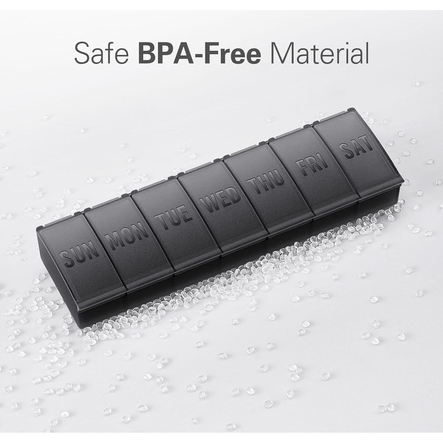 Organizador de Pastillas Barhon Grande 7 Días Negro BPA Libre