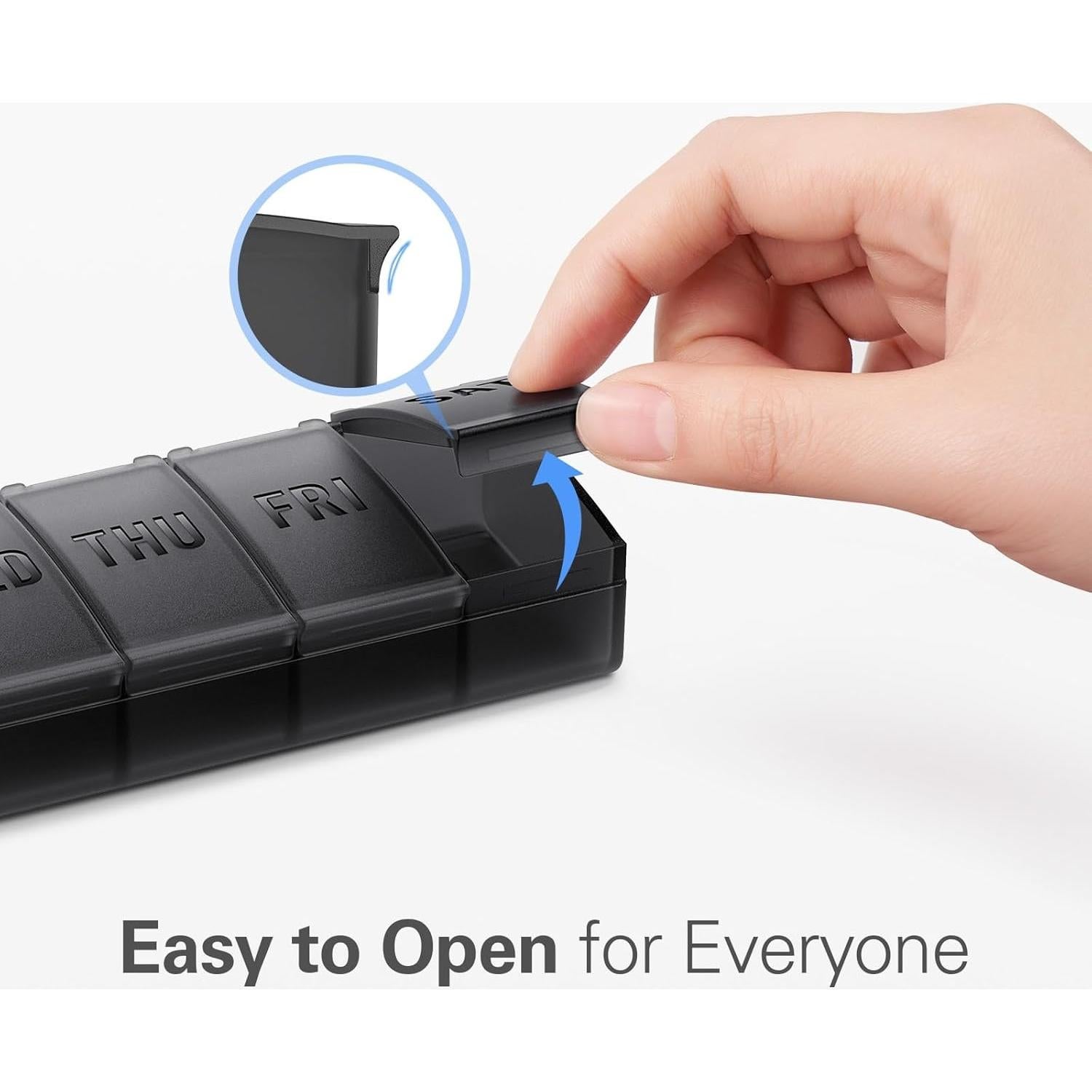 Organizador de Pastillas Barhon Grande 7 Días Negro BPA Libre