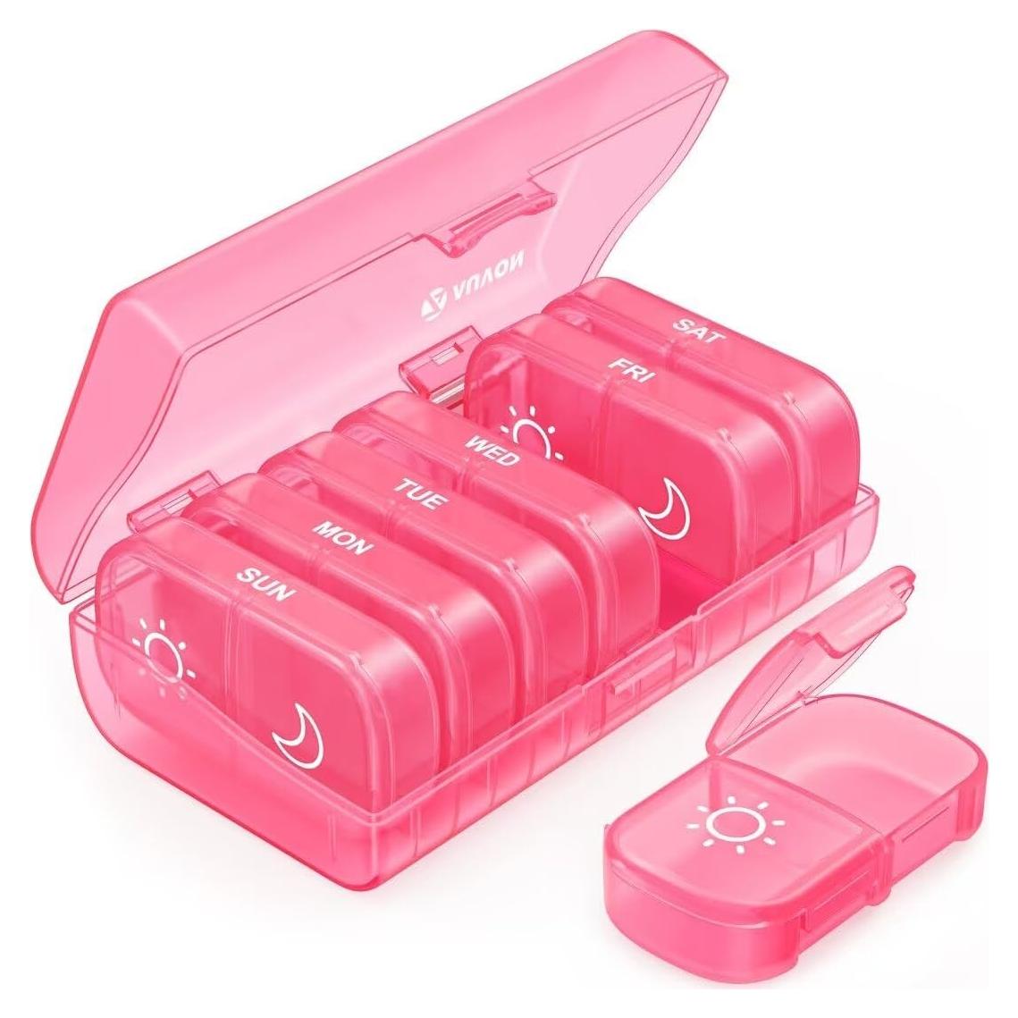 Organizador de Pastillas AUVON XL Semanal 2 Veces al Día Rosa