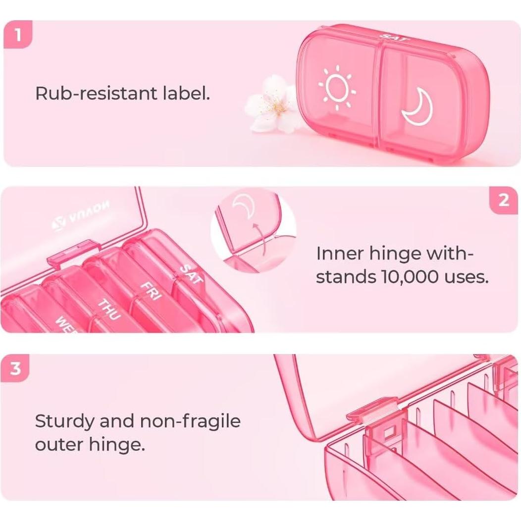 Organizador de Pastillas AUVON XL Semanal 2 Veces al Día Rosa