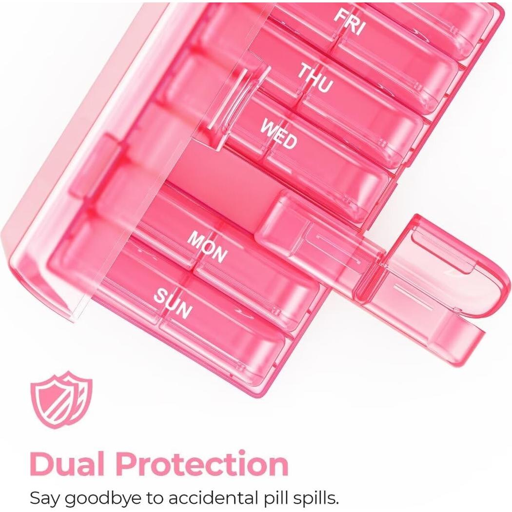 Organizador de Pastillas AUVON XL Semanal 2 Veces al Día Rosa