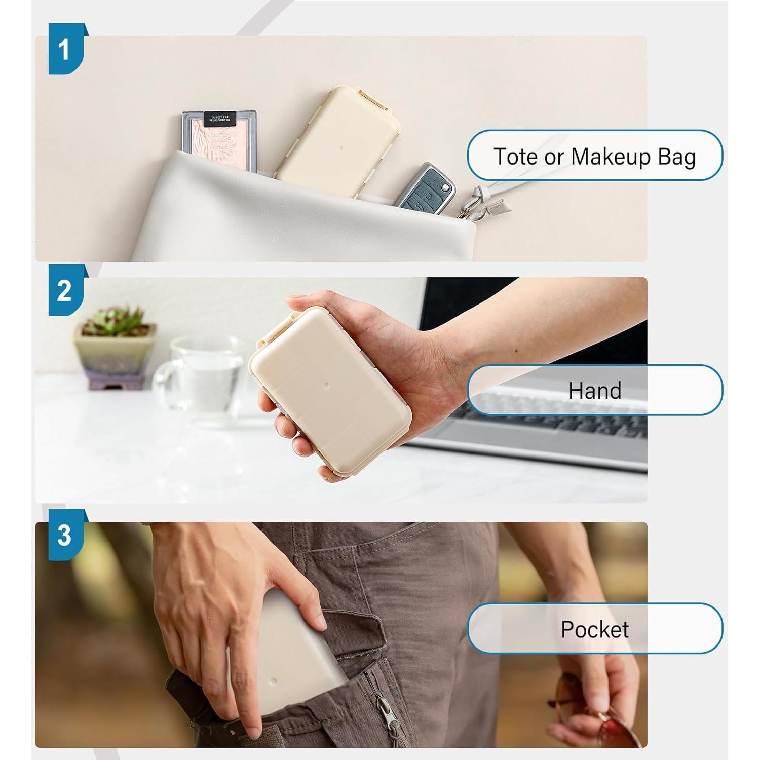 Paquete de 3 Cajas Organizadoras de Pastillas LANDNEOO 14 Compartimentos