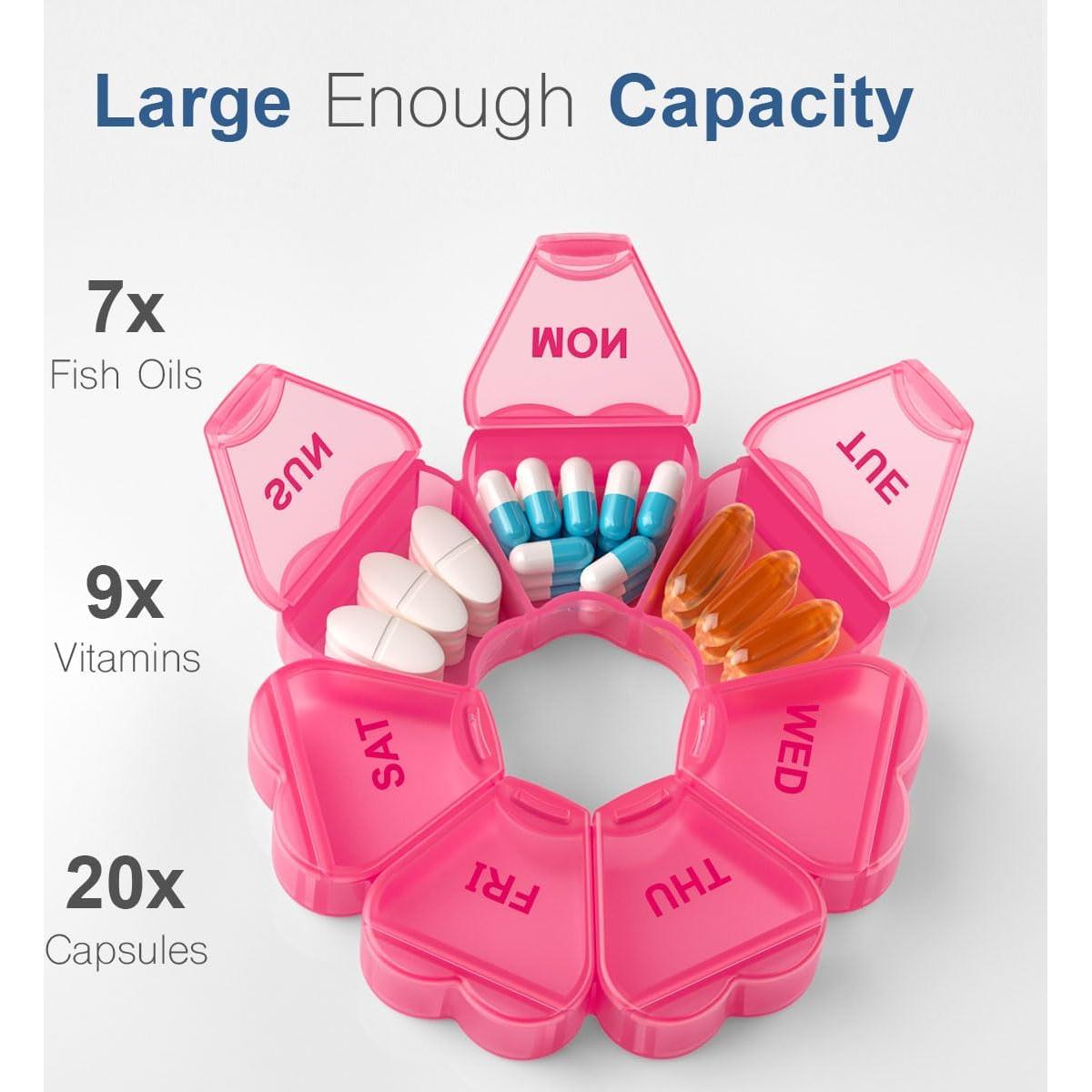 Organizador de Pastillas Semanal KAPENS Rojo 7 Compartimentos