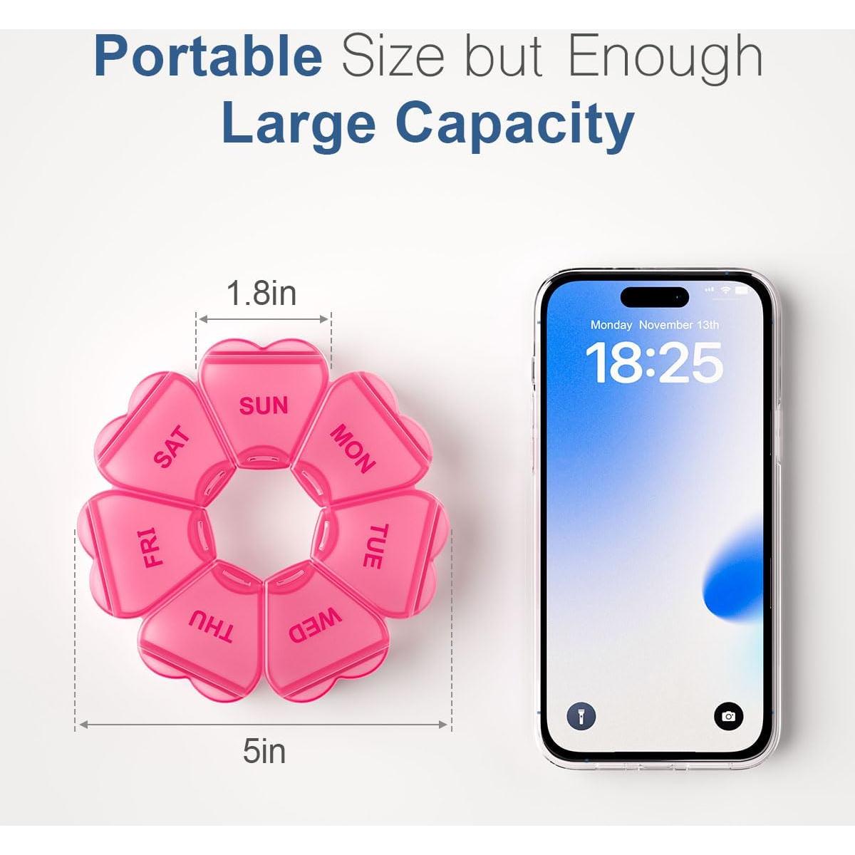 Organizador de Pastillas Semanal KAPENS Rojo 7 Compartimentos