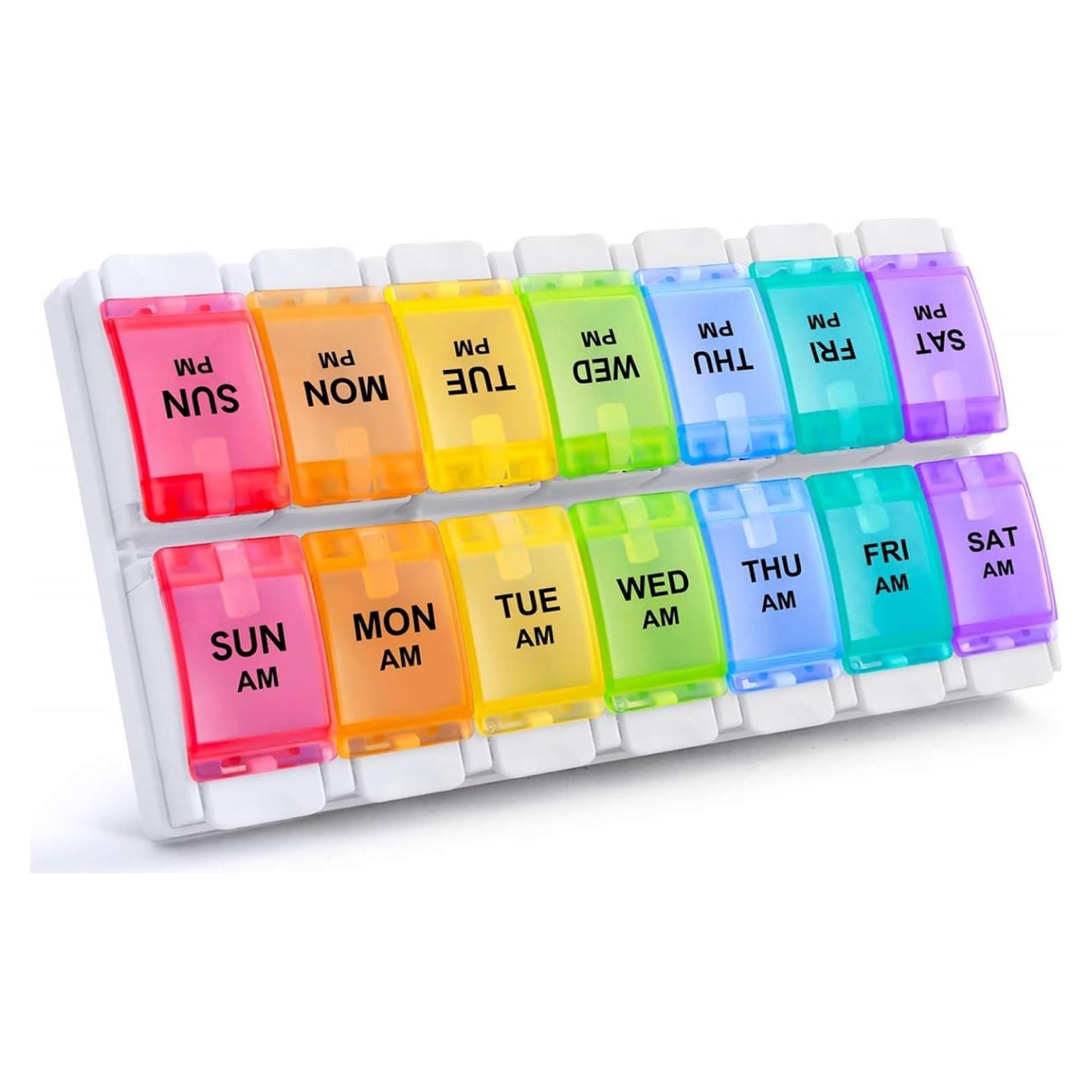 Organizador Semanal de Pastillas Sukuos AM PM 7 Días Arcoíris