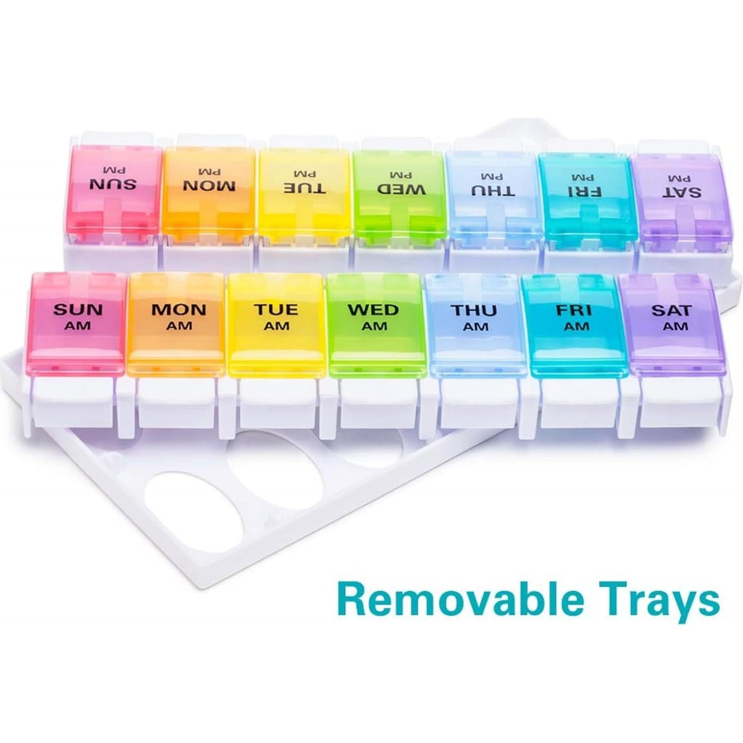 Organizador Semanal de Pastillas Sukuos AM PM 7 Días Arcoíris