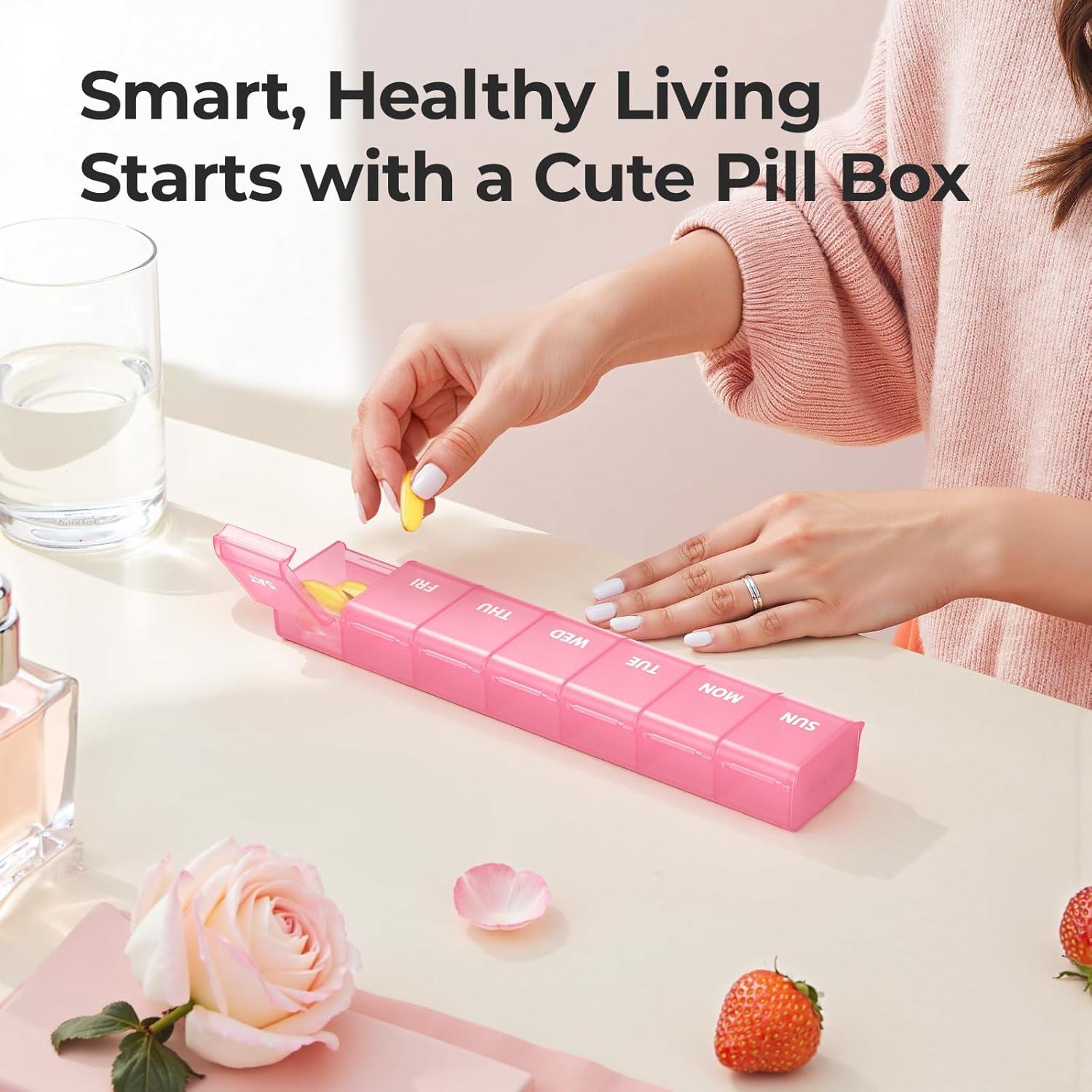 Organizador Semanal de Pastillas AUVON Rosa 7 Días Sin BPA