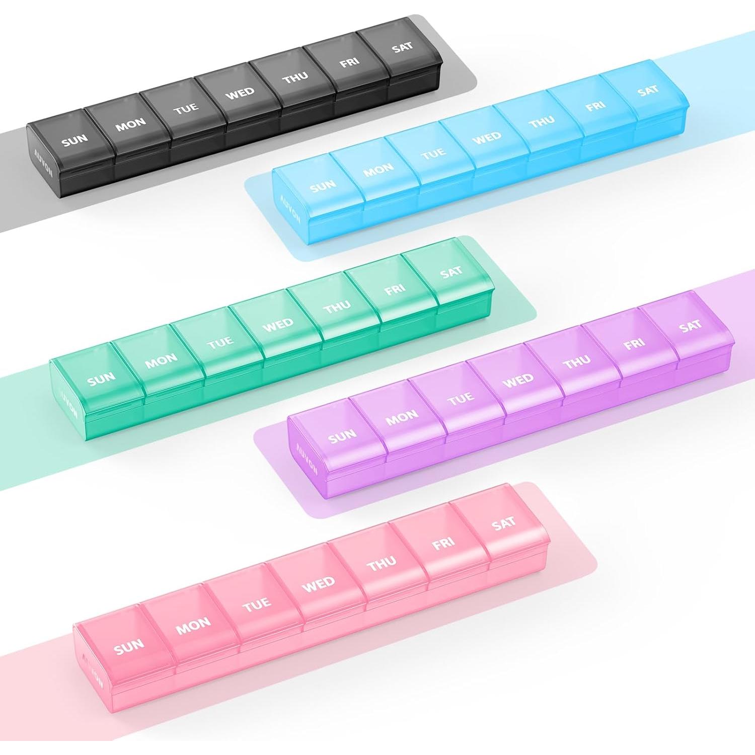 Organizador Semanal de Pastillas AUVON Rosa 7 Días Sin BPA