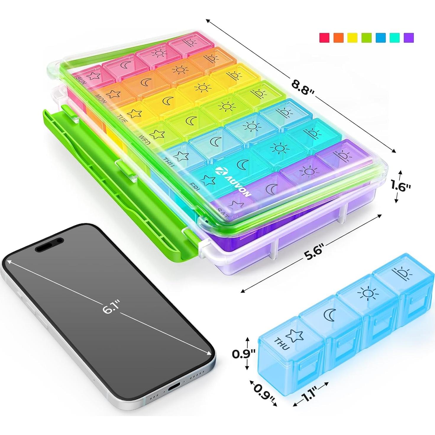 Organizador de Pastillas Semanal AUVON iMedassist 4 Veces al Día