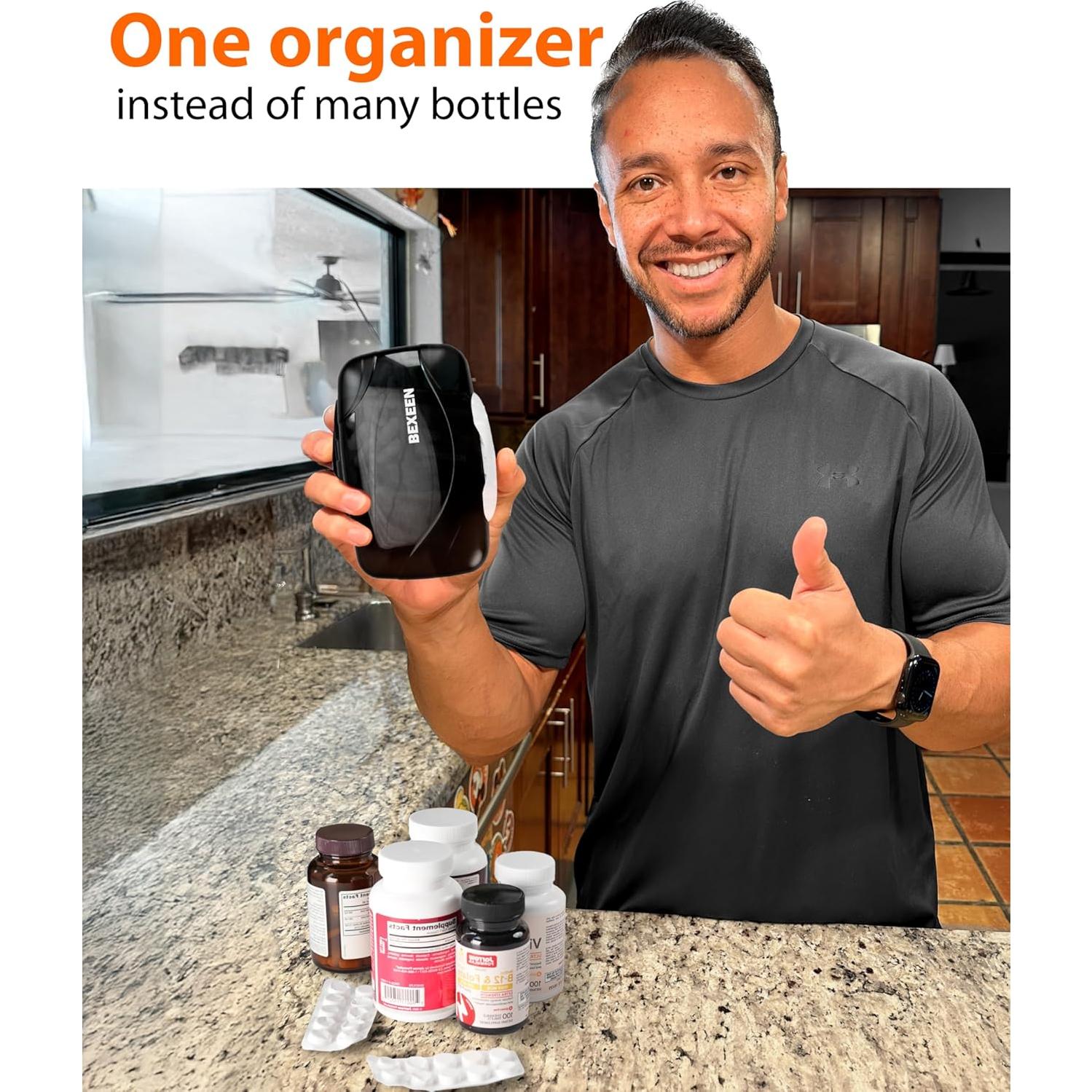 Organizador de Pastillas Bexeen AntiyL 8 Compartimentos Negro