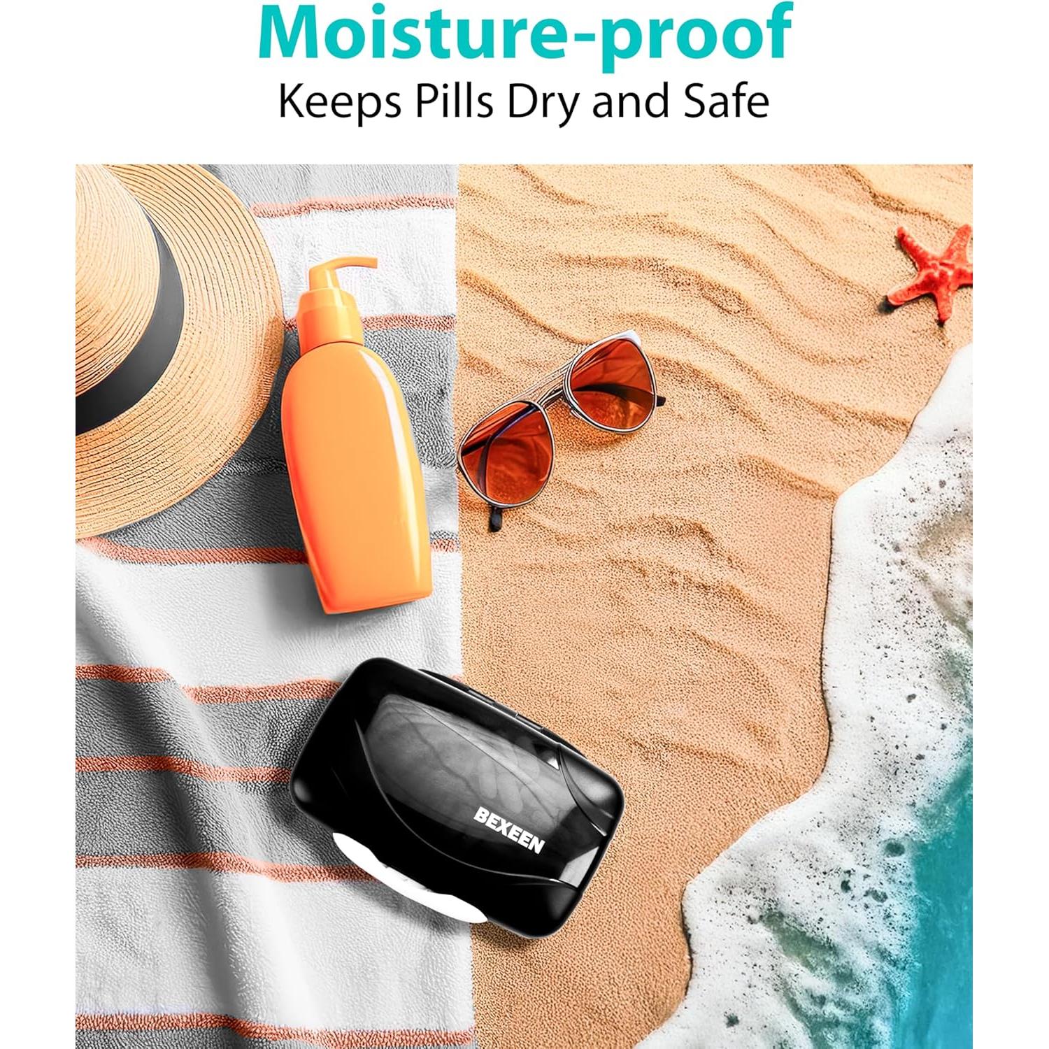 Organizador de Pastillas Bexeen AntiyL 8 Compartimentos Negro