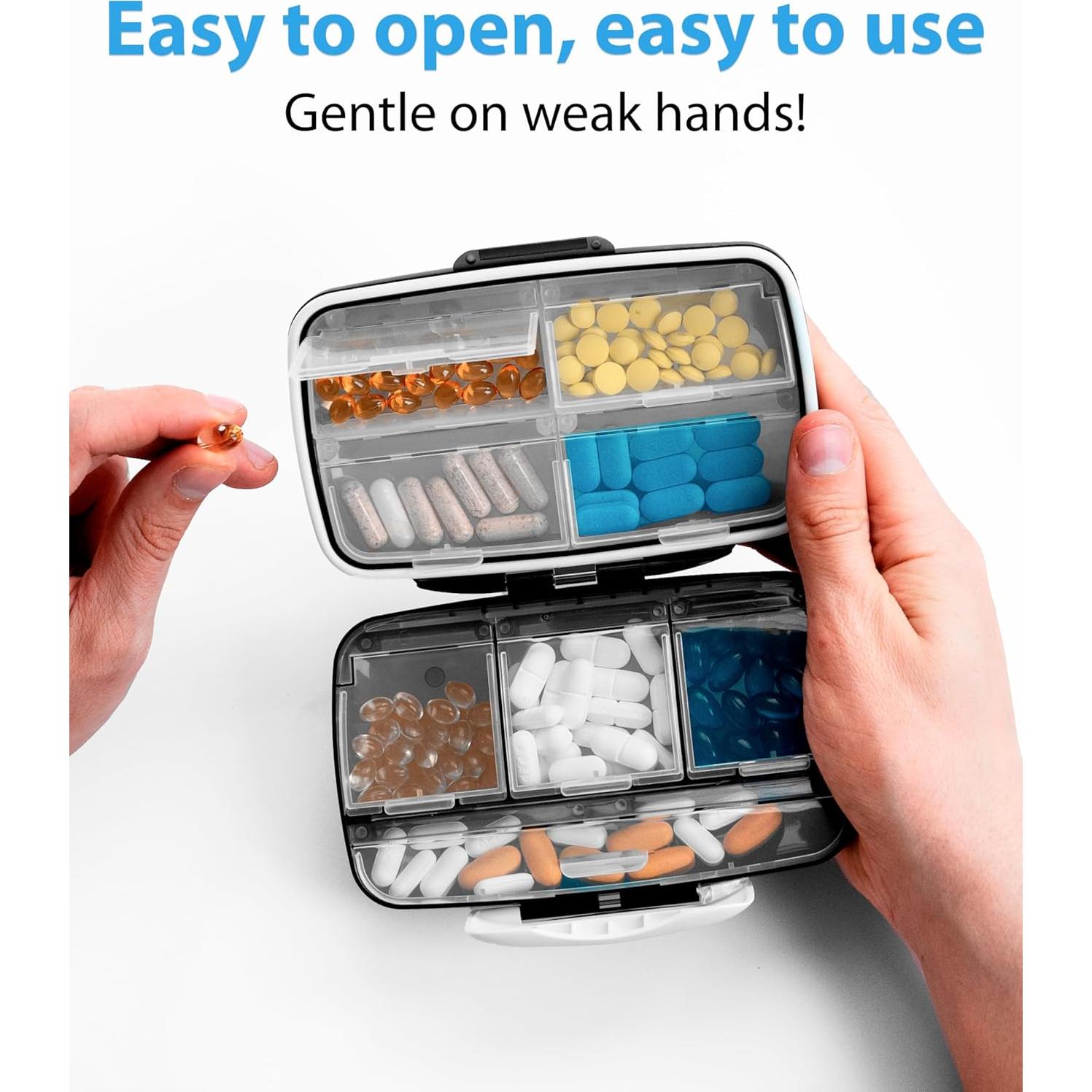 Organizador de Pastillas Bexeen AntiyL 8 Compartimentos Negro