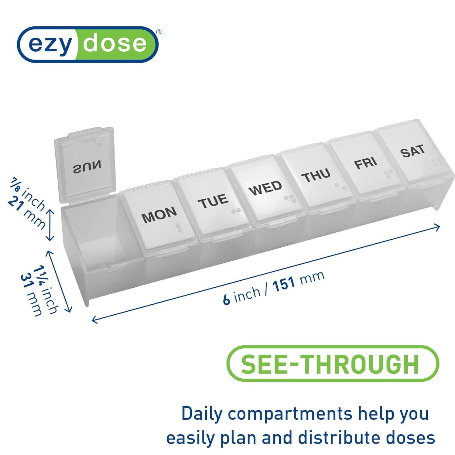 Organizador de Pastillas Ezy Dose Grande 7 Días Transparente