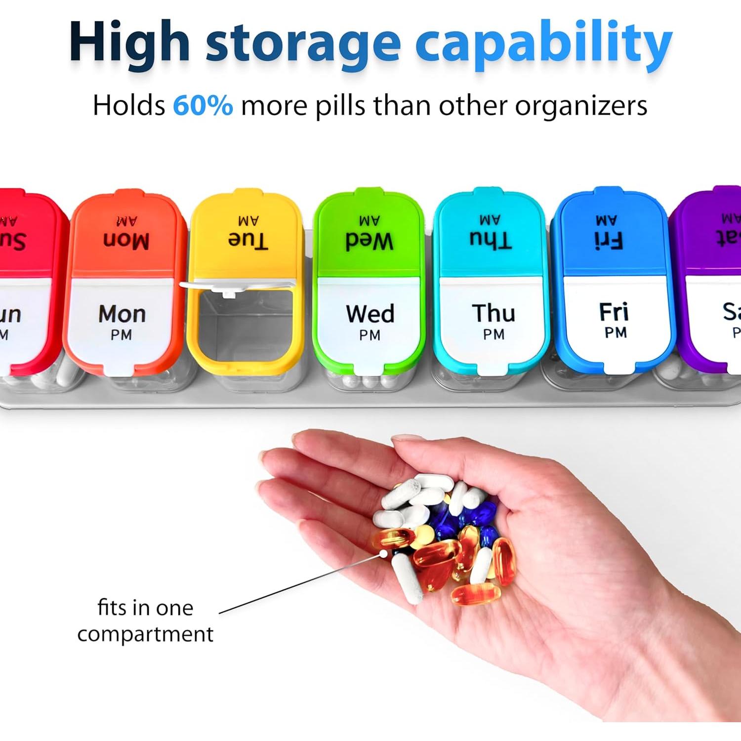 Organizador de Pastillas Semanal XL Bexeen - 7 Compartimentos AM PM