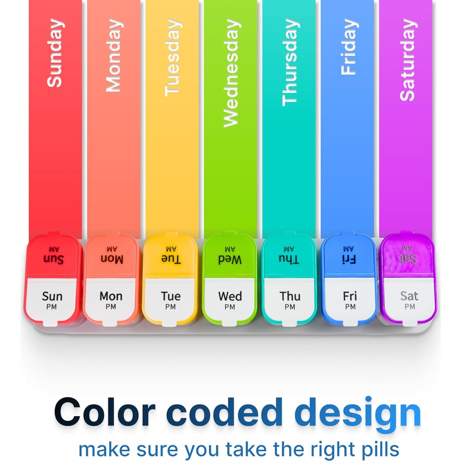 Organizador de Pastillas Semanal XL Bexeen - 7 Compartimentos AM PM