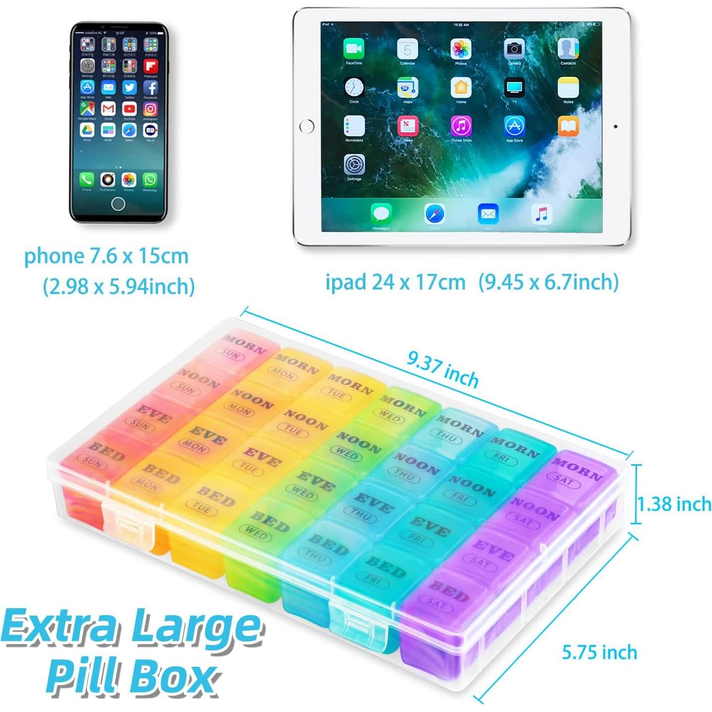 Organizador de Pastillas Semanal XL Newayflash 7 Días AM PM