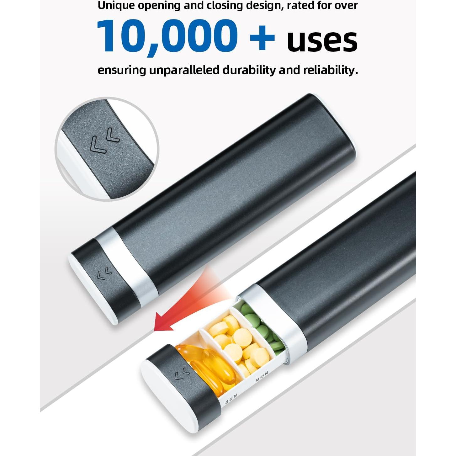 Organizador Semanal de Pastillas Betife, 7 Compartimentos, Negro