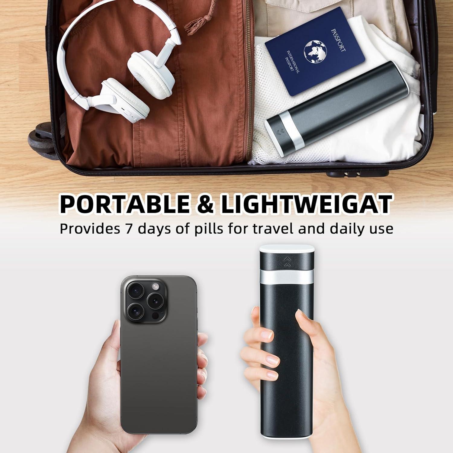 Organizador Semanal de Pastillas Betife, 7 Compartimentos, Negro