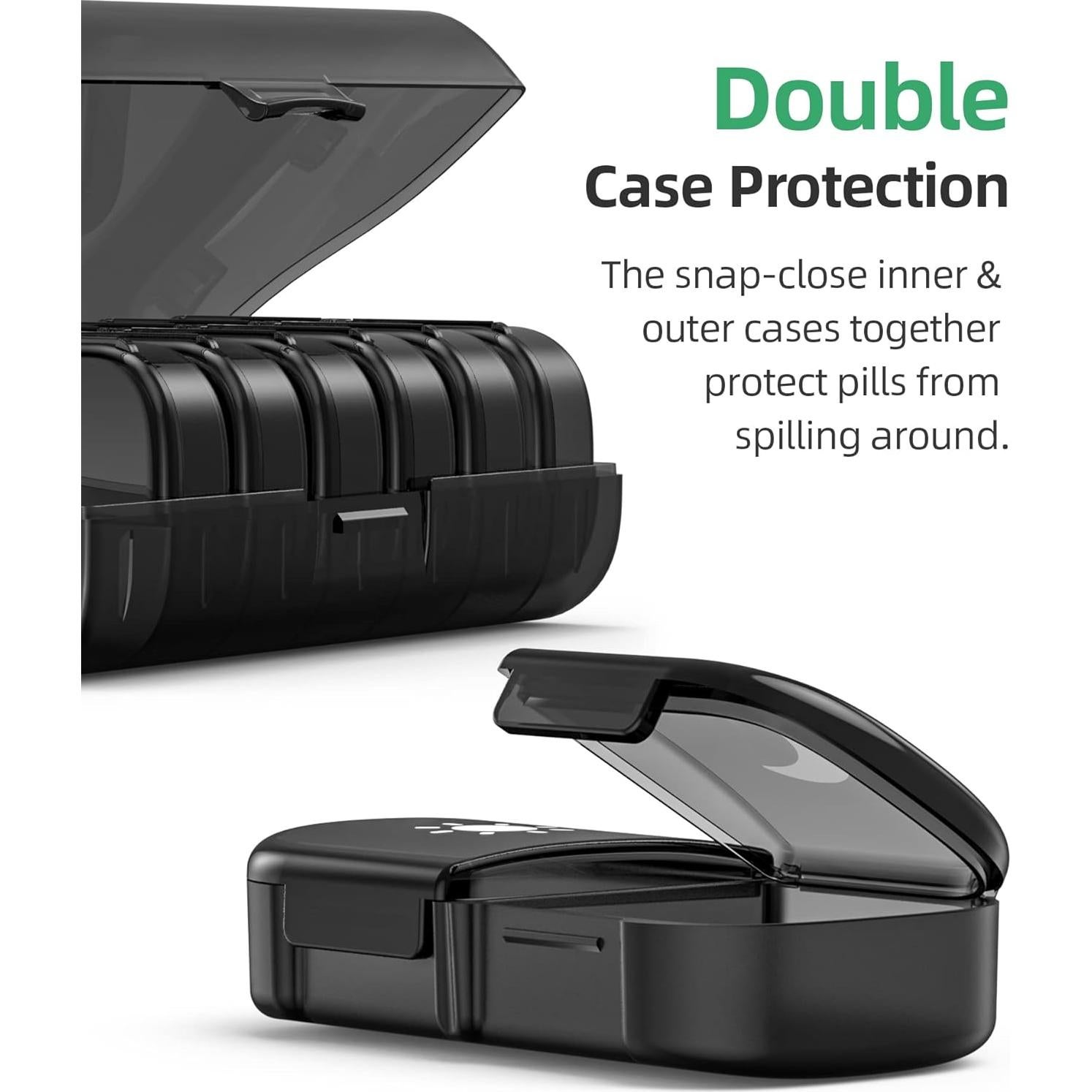 Organizador de Pastillas Semanal PULIV Negro 7 Días AM PM