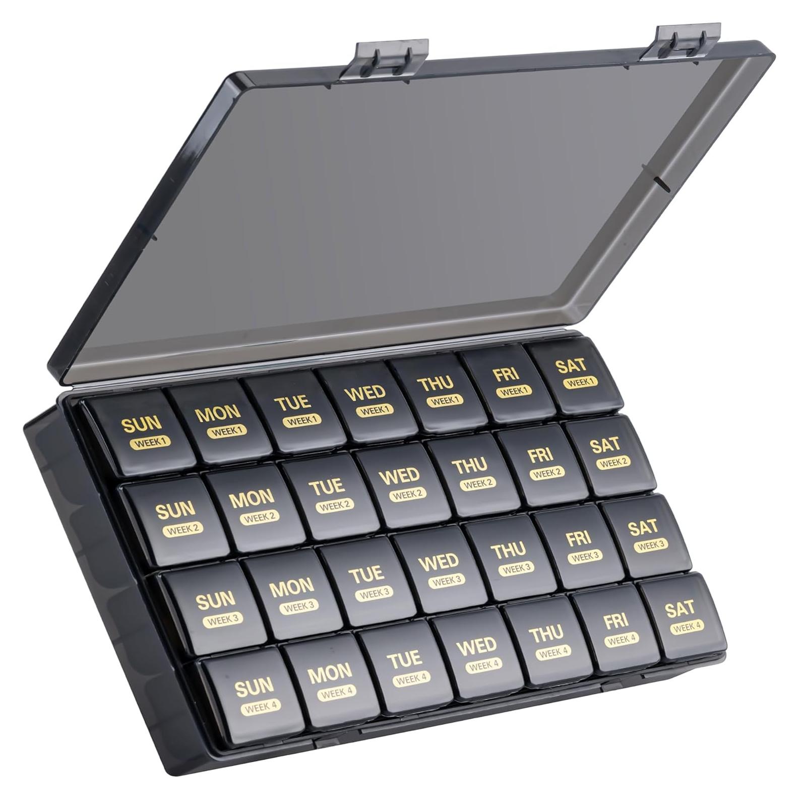 Organizador de Pastillas Mensual MODENGKONGJIAN Negro 28 Días