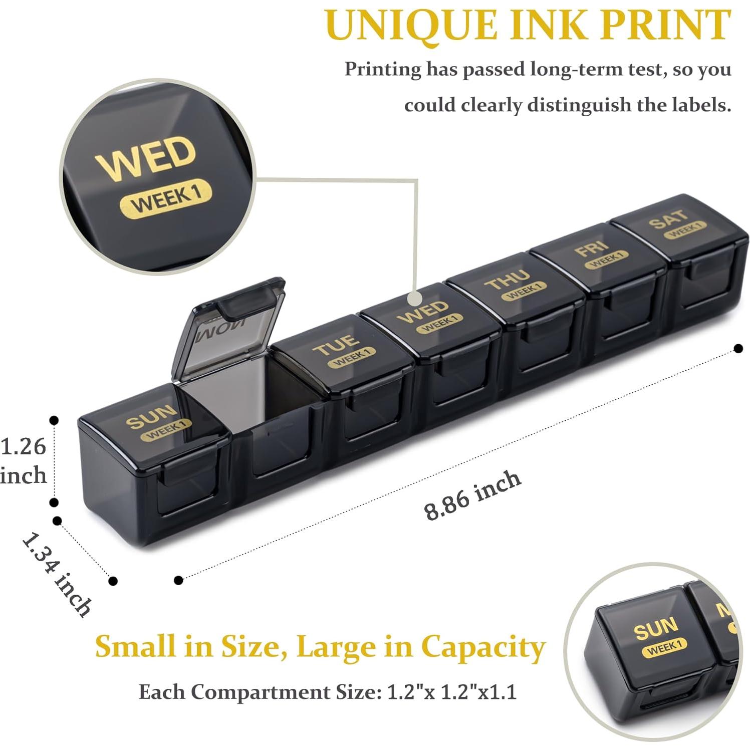 Organizador de Pastillas Mensual MODENGKONGJIAN Negro 28 Días