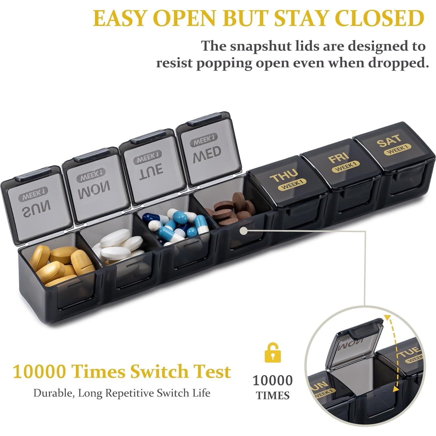 Organizador de Pastillas Mensual MODENGKONGJIAN Negro 28 Días