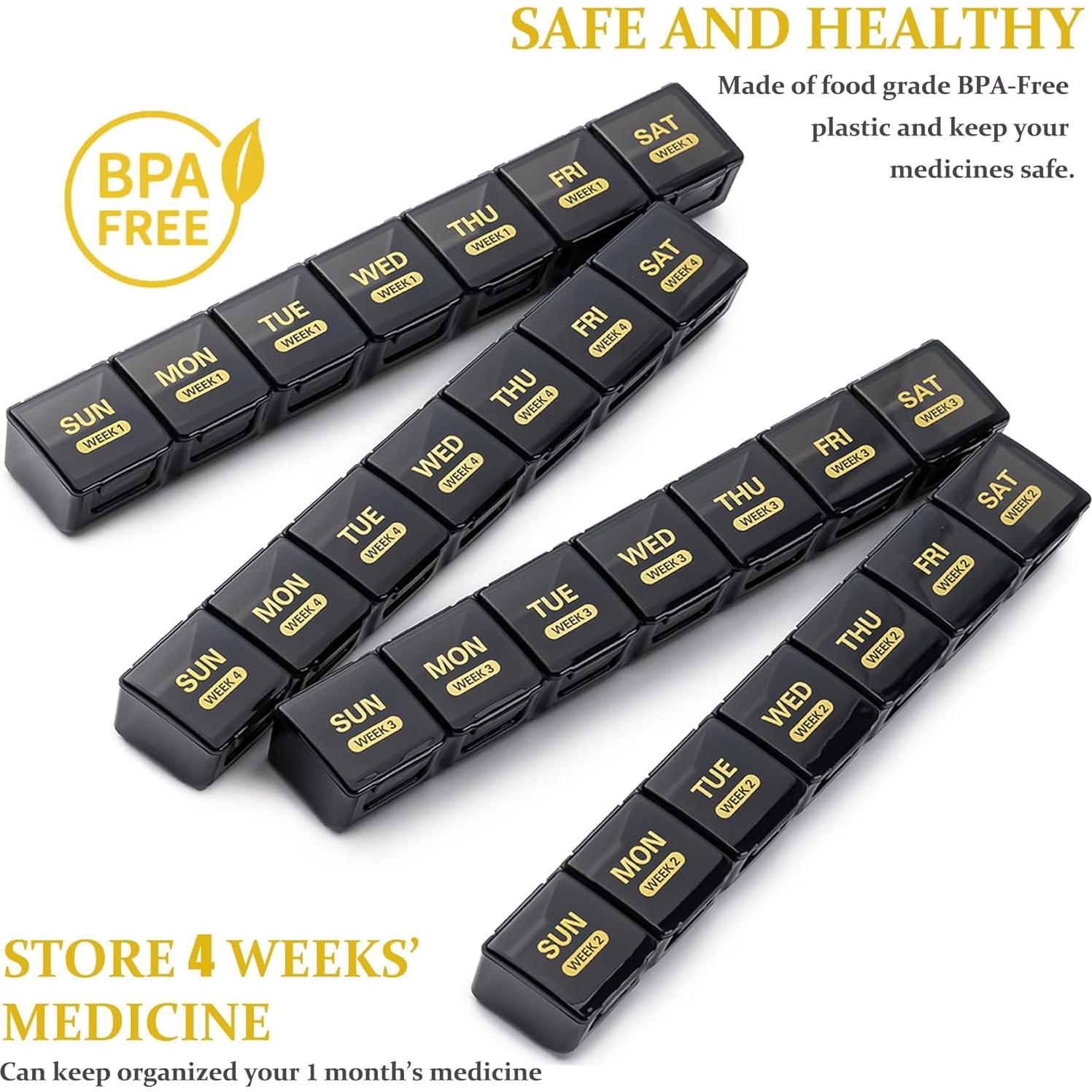 Organizador de Pastillas Mensual MODENGKONGJIAN Negro 28 Días