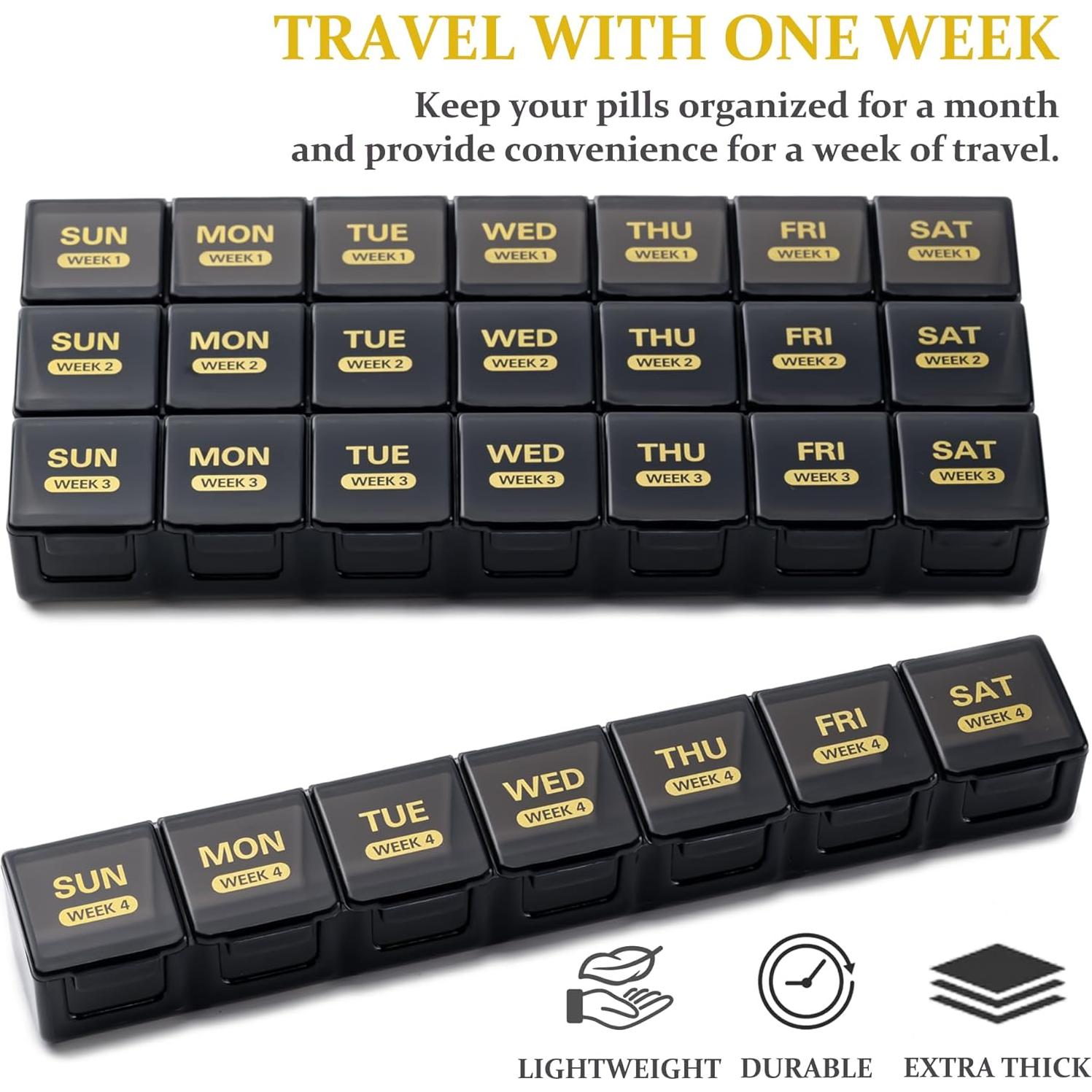 Organizador de Pastillas Mensual MODENGKONGJIAN Negro 28 Días