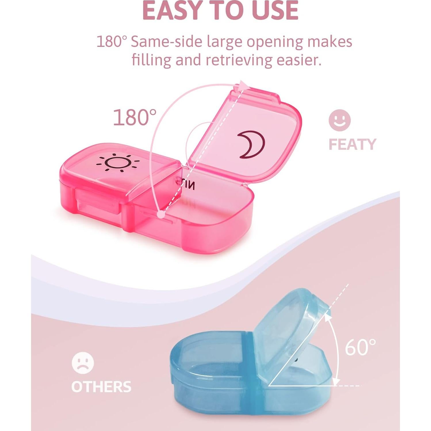 Organizador Semanal de Pastillas FEATY Transparente 7 Días AM PM