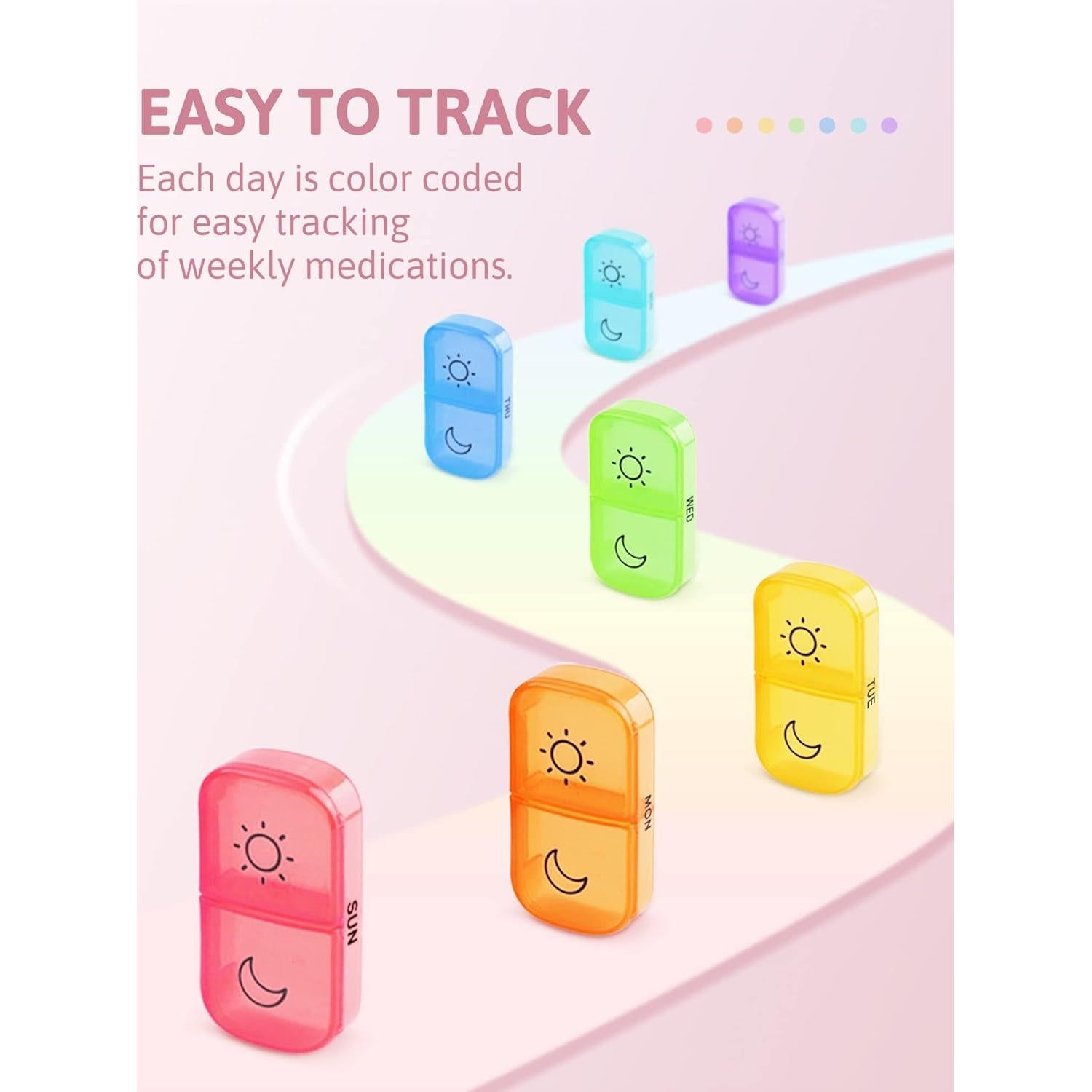 Organizador Semanal de Pastillas FEATY Transparente 7 Días AM PM