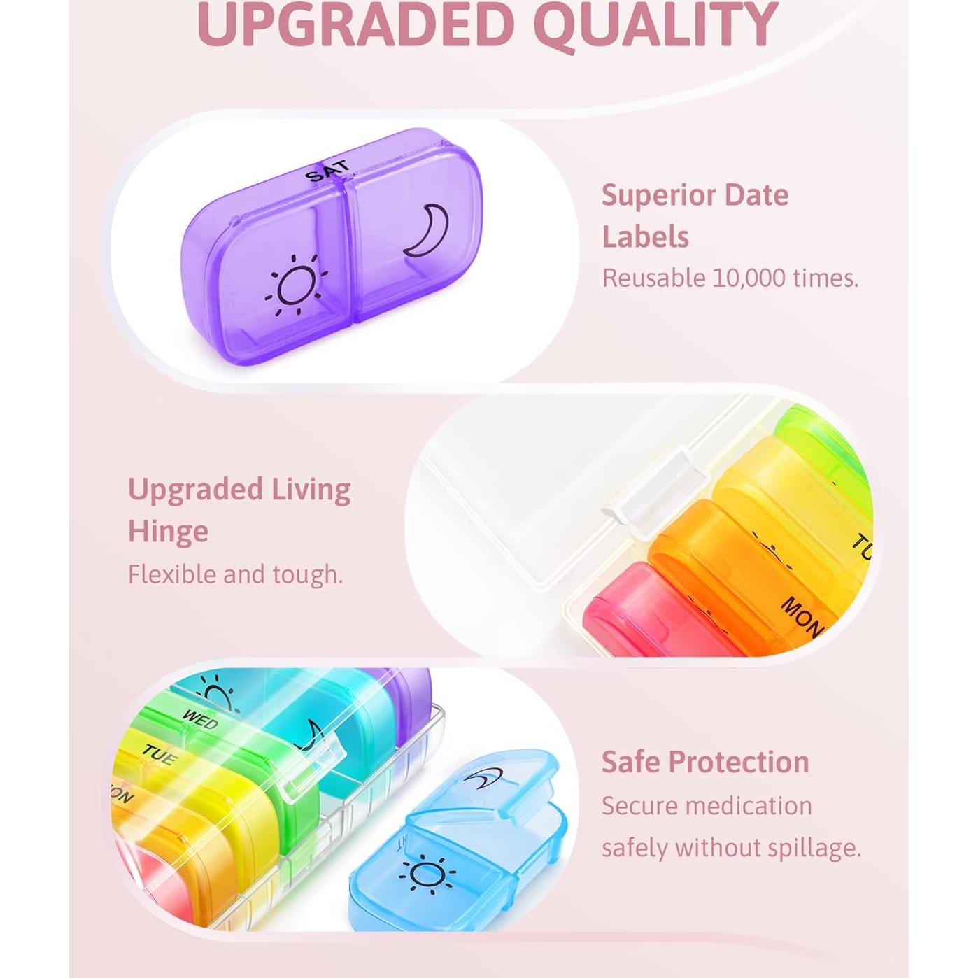 Organizador Semanal de Pastillas FEATY Transparente 7 Días AM PM