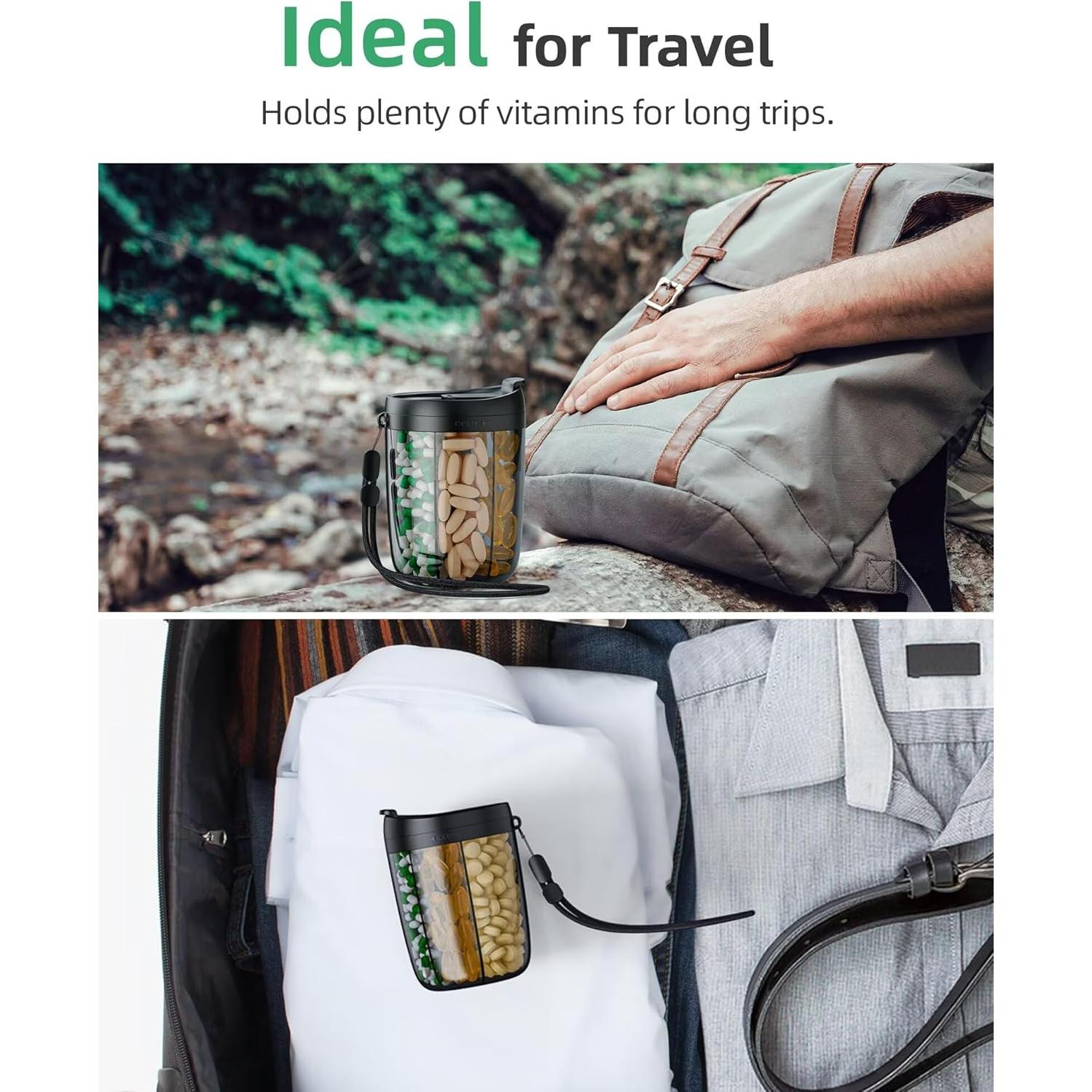 Organizador de Pastillas PULIV Grande - 6 Compartimentos, Negro