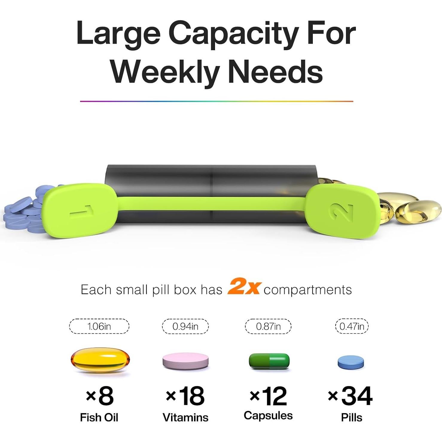 Organizador Semanal de Pastillas KERTSSY 2 Veces al Día 14 Compartimentos