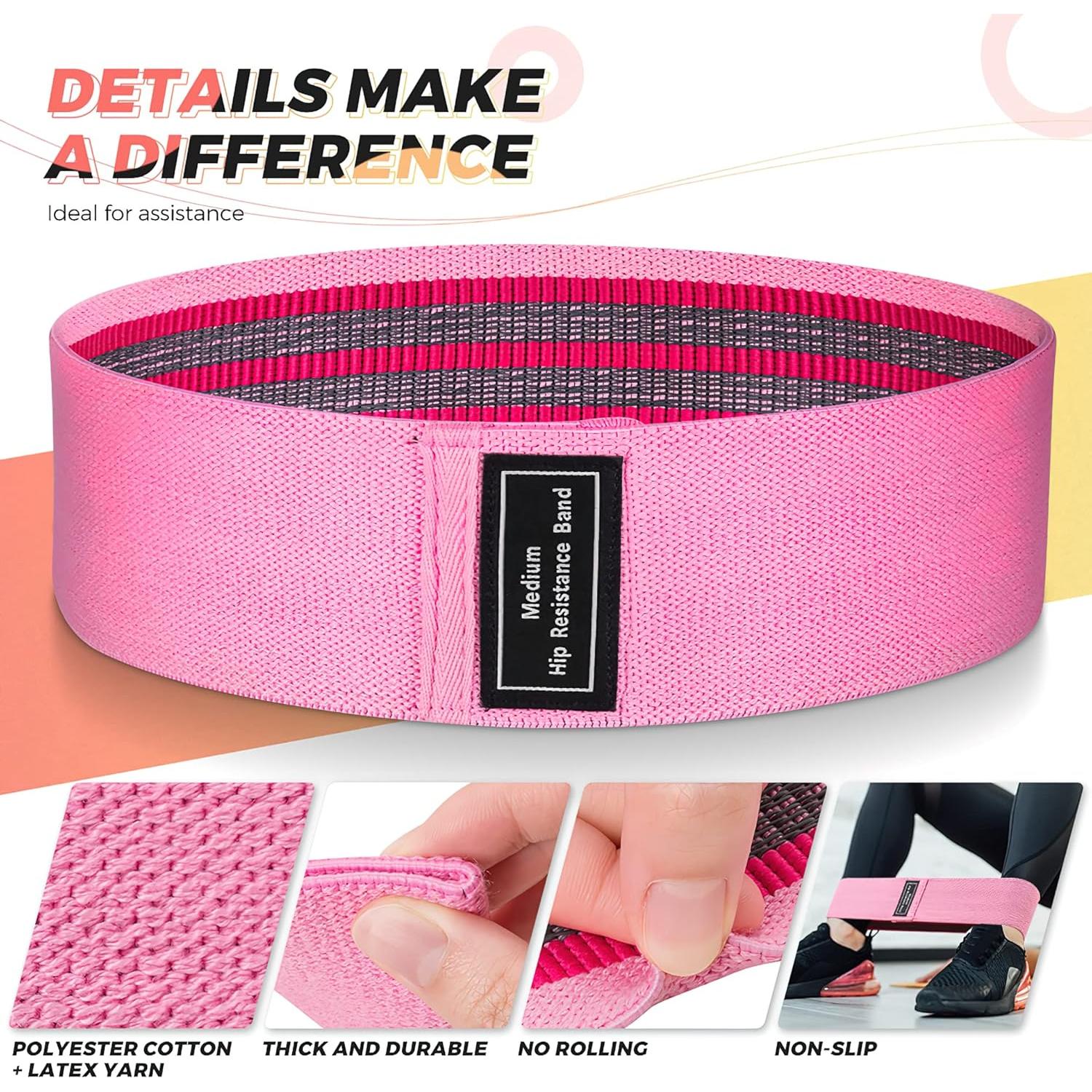 Bandas de Resistencia Renoj RB3-Pinks para Yoga y Ejercicio